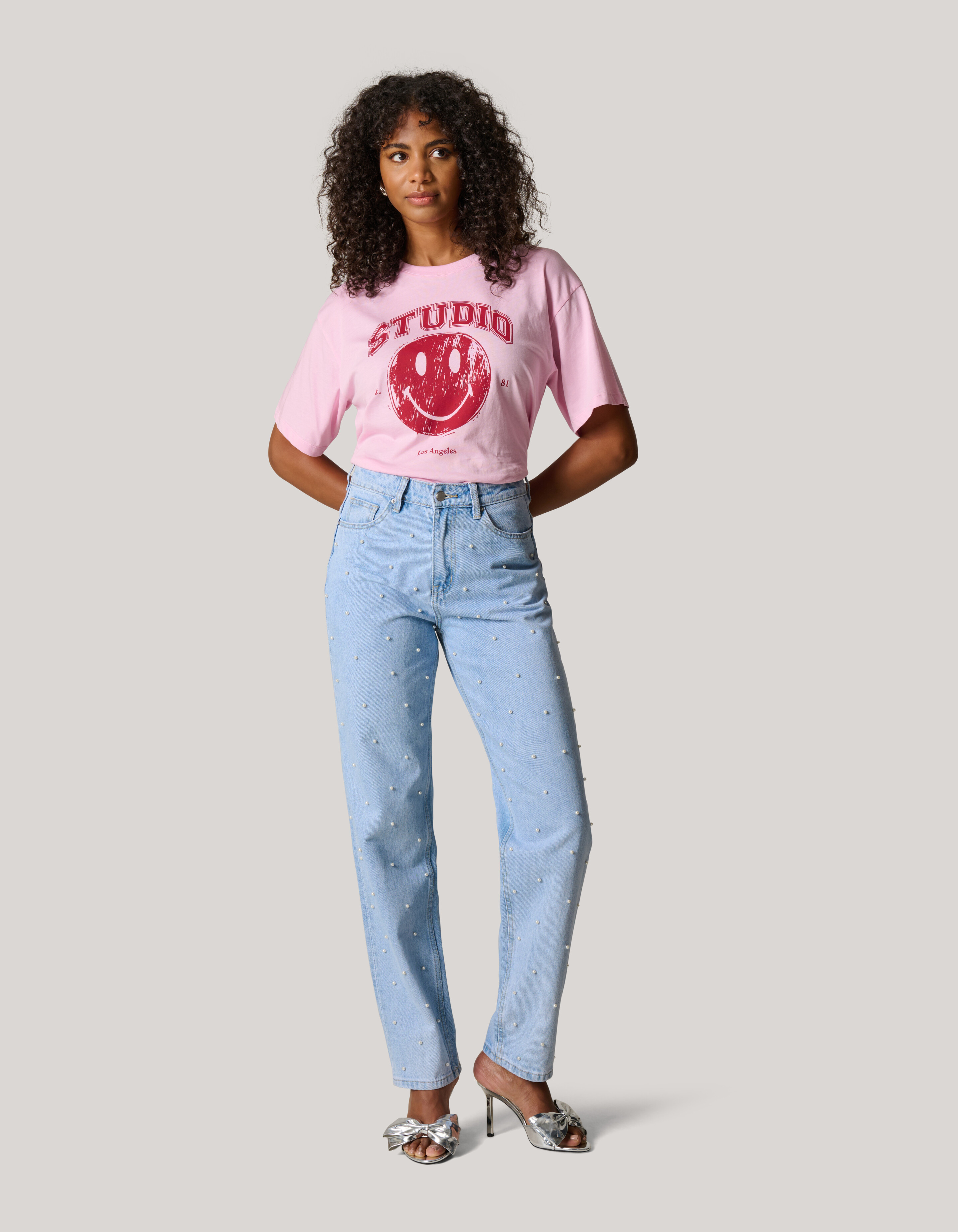 Smiley Kunstwerk T-shirt Rosa SHOEBY WOMEN
