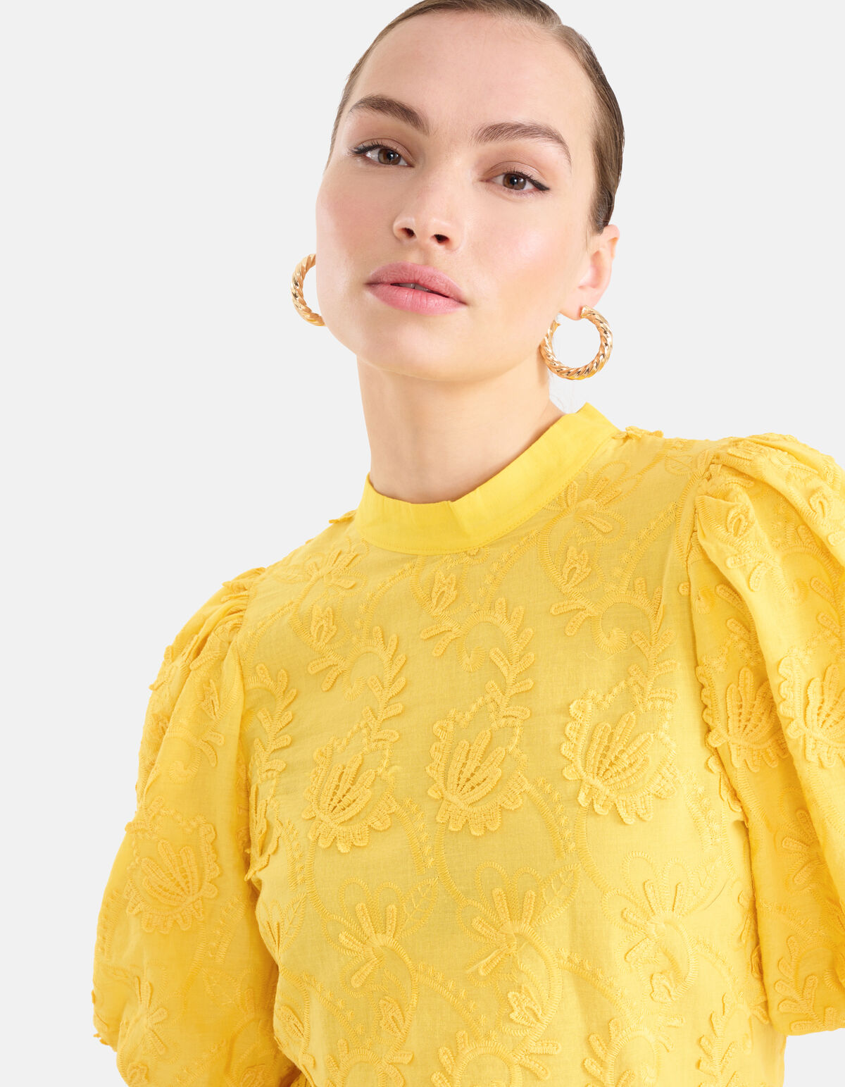 Embroidery Top Geel SHOEBY WOMEN