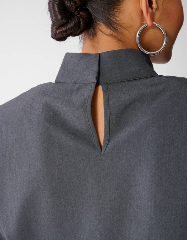 Gewebte Schulter Top Grau SHOEBY WOMEN