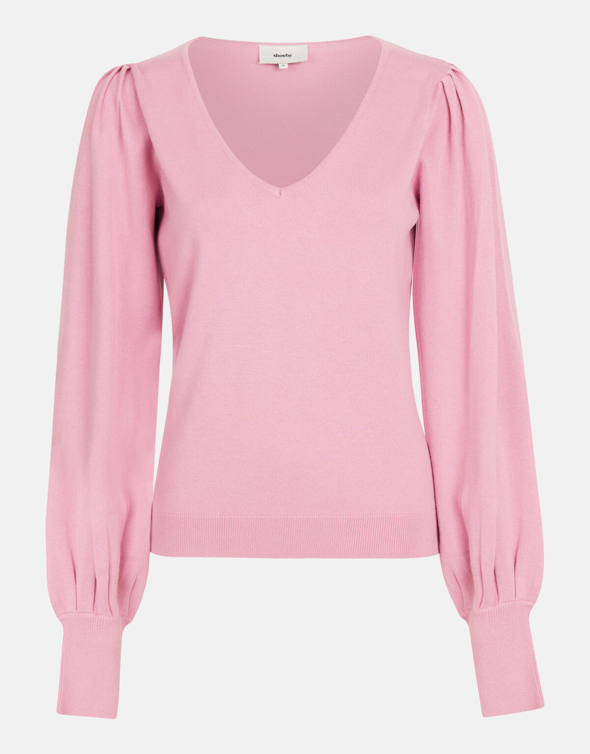 Gestrickter Pullover mit V-Ausschnitt Rosa SHOEBY WOMEN