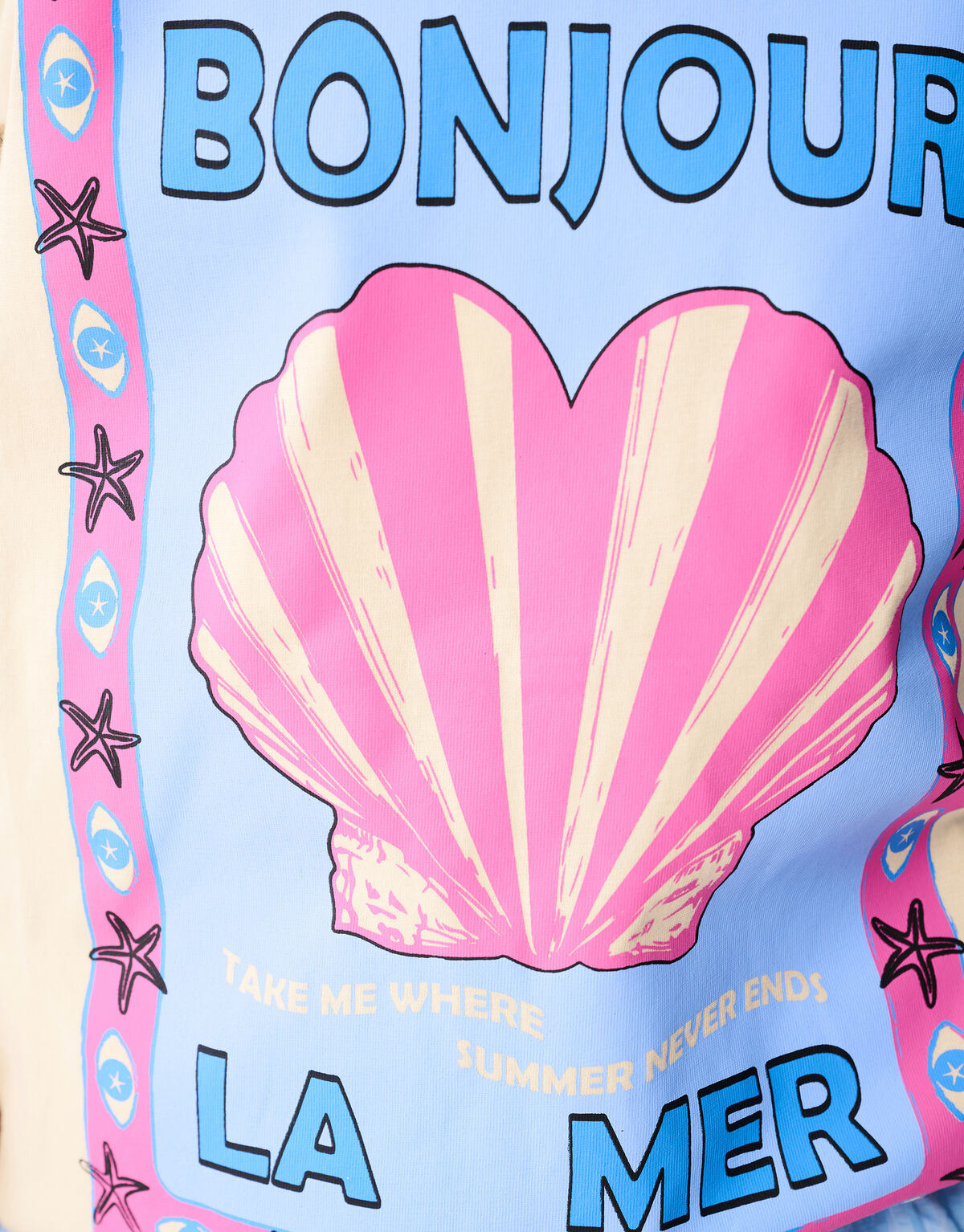 Bonjour Artwork T-shirt Off White SHOEBY GIRLS