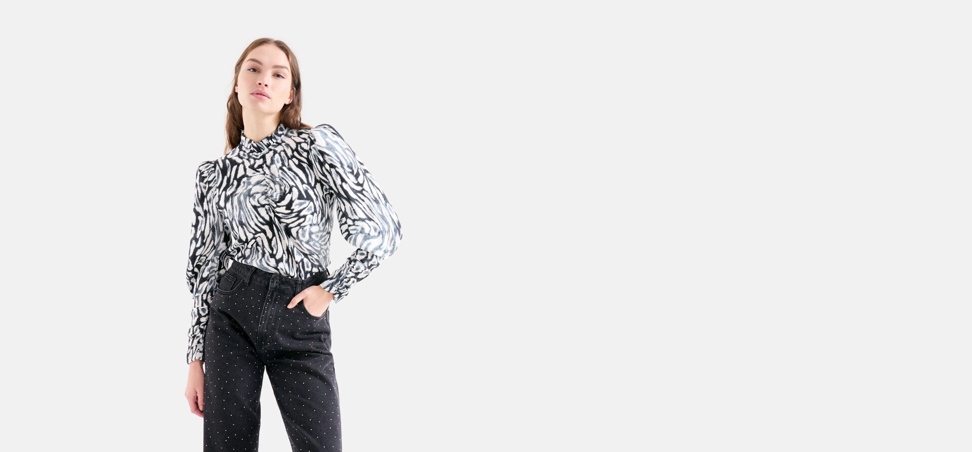 Top mit Puffärmeln und Druck SHOEBY WOMEN