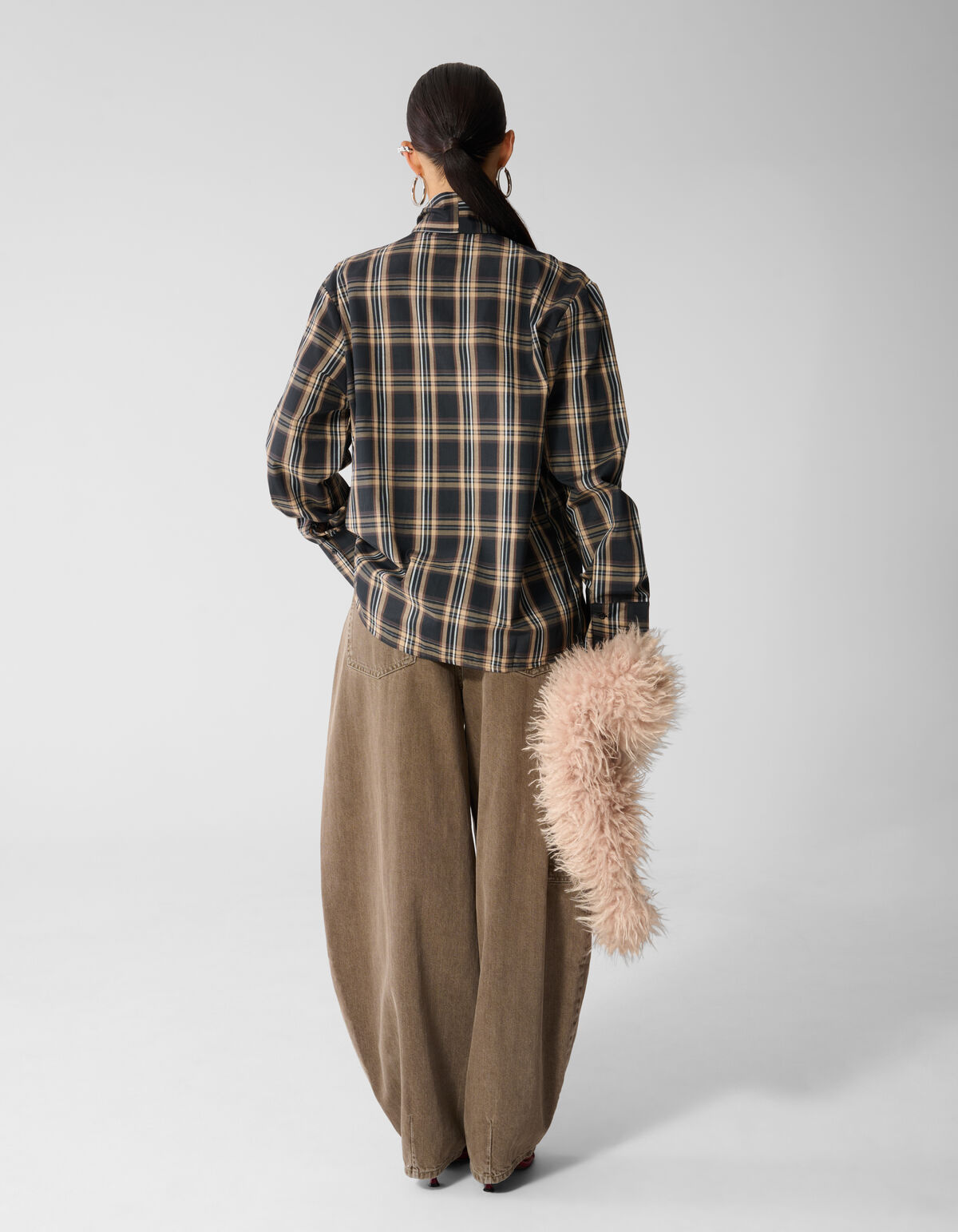 Bluse im Oversize-Schnitt mit Schal Braun SHOEBY WOMEN