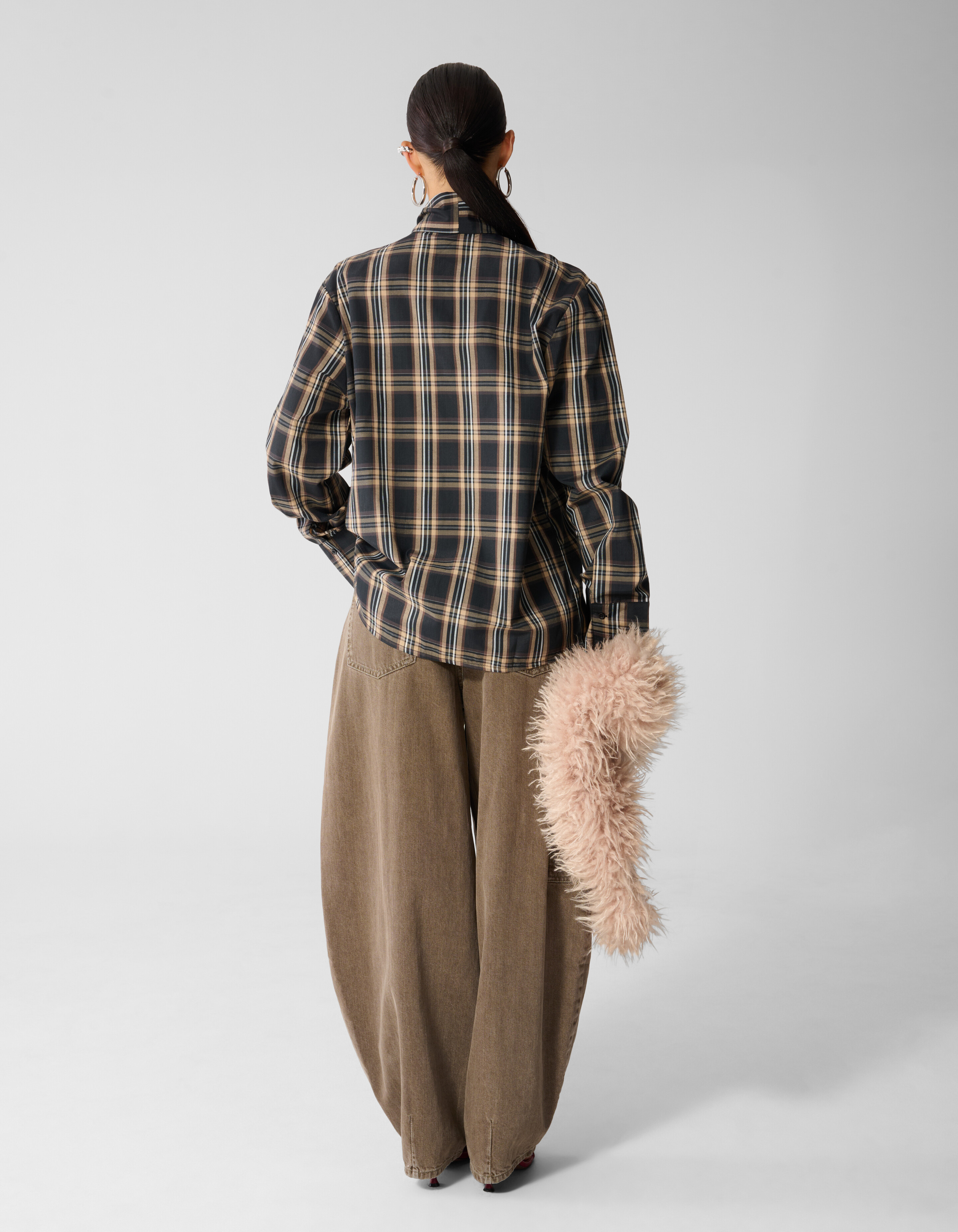 Bluse im Oversize-Schnitt mit Schal Braun SHOEBY WOMEN