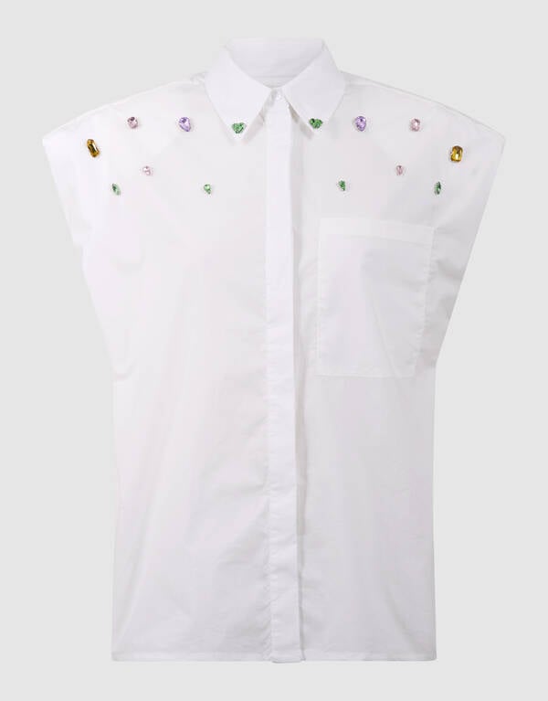 Strass-Popeline-Bluse Wei&szlig; SHOEBY WOMEN