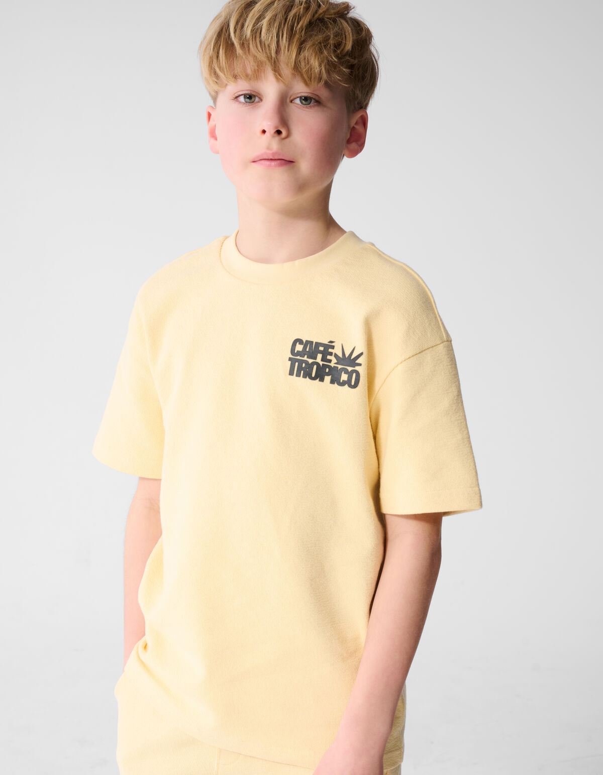 Frottee Textdruck T-Shirt Gelb SHOEBY BOYS