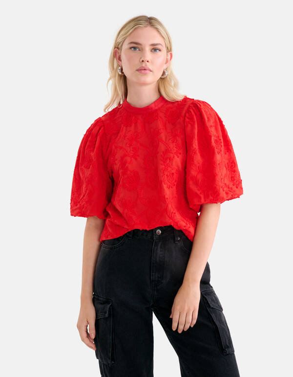 Embroidery Top Rood SHOEBY WOMEN