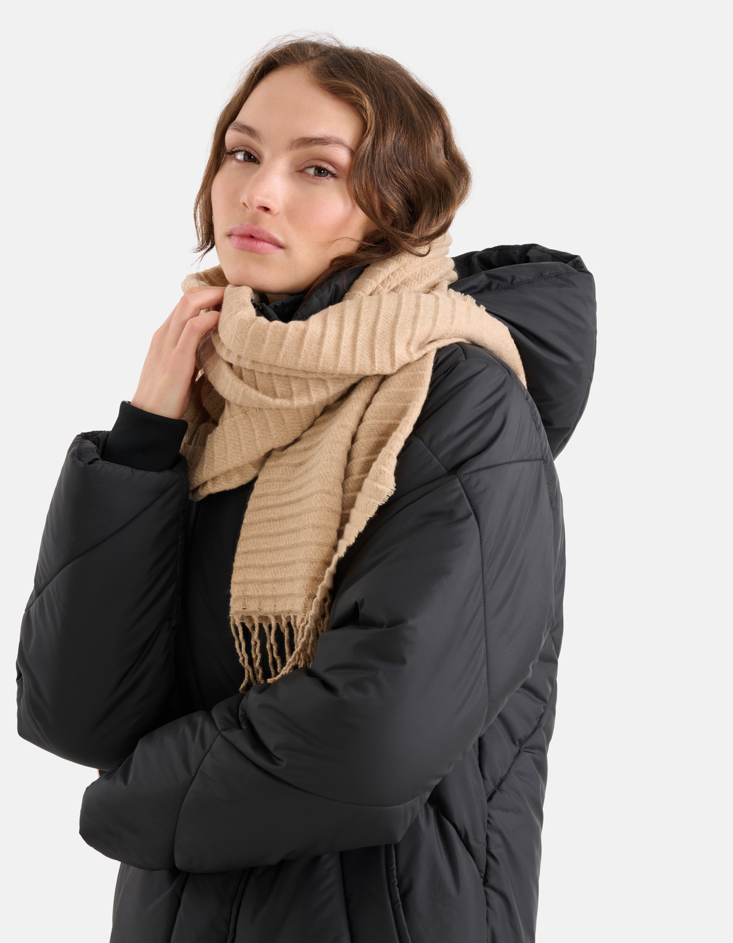 Strukturiertes Halstuch Beige SHOEBY ACCESSOIRES