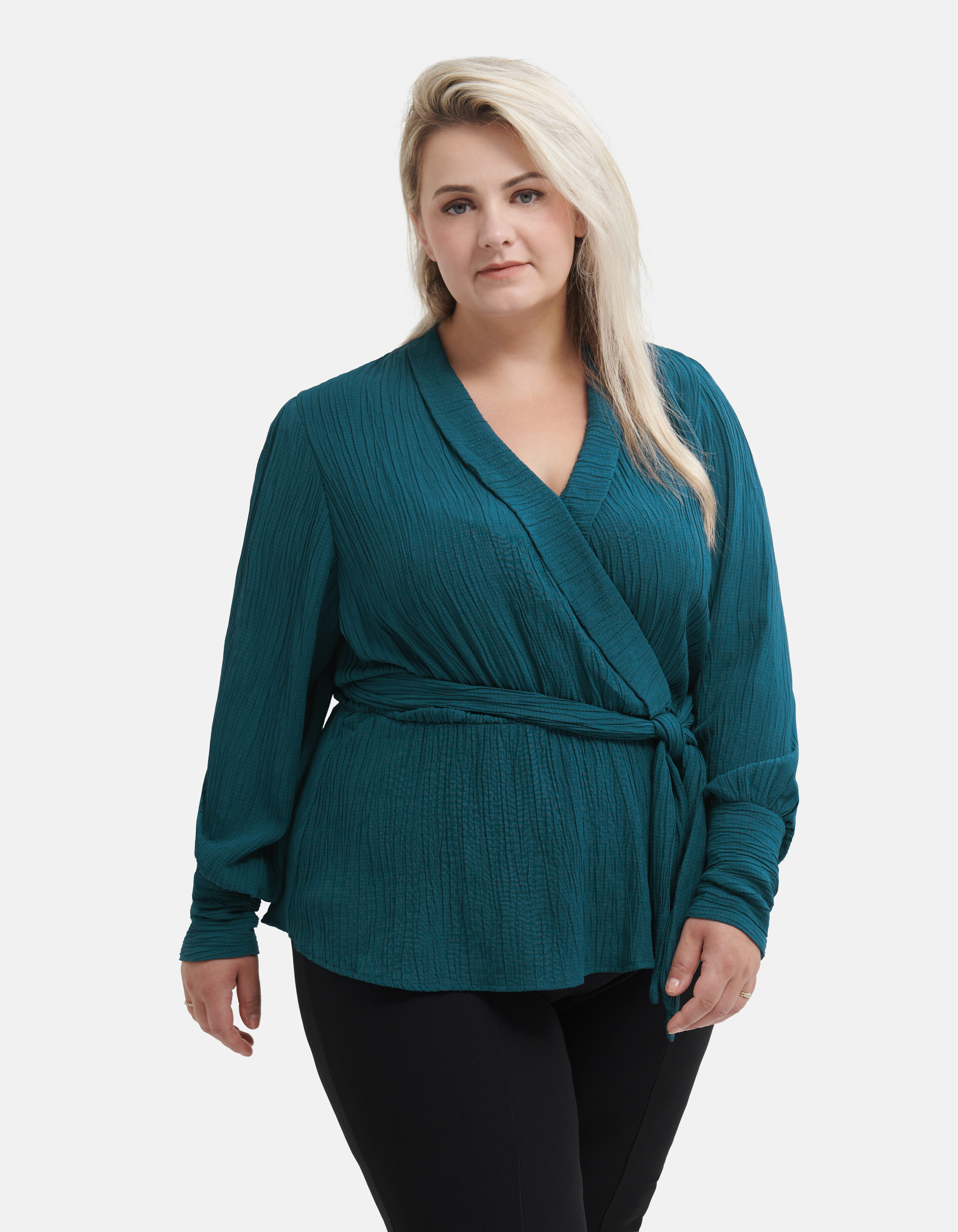 Crinkle-Bluse Blau von Fred SHOEBY WOMEN