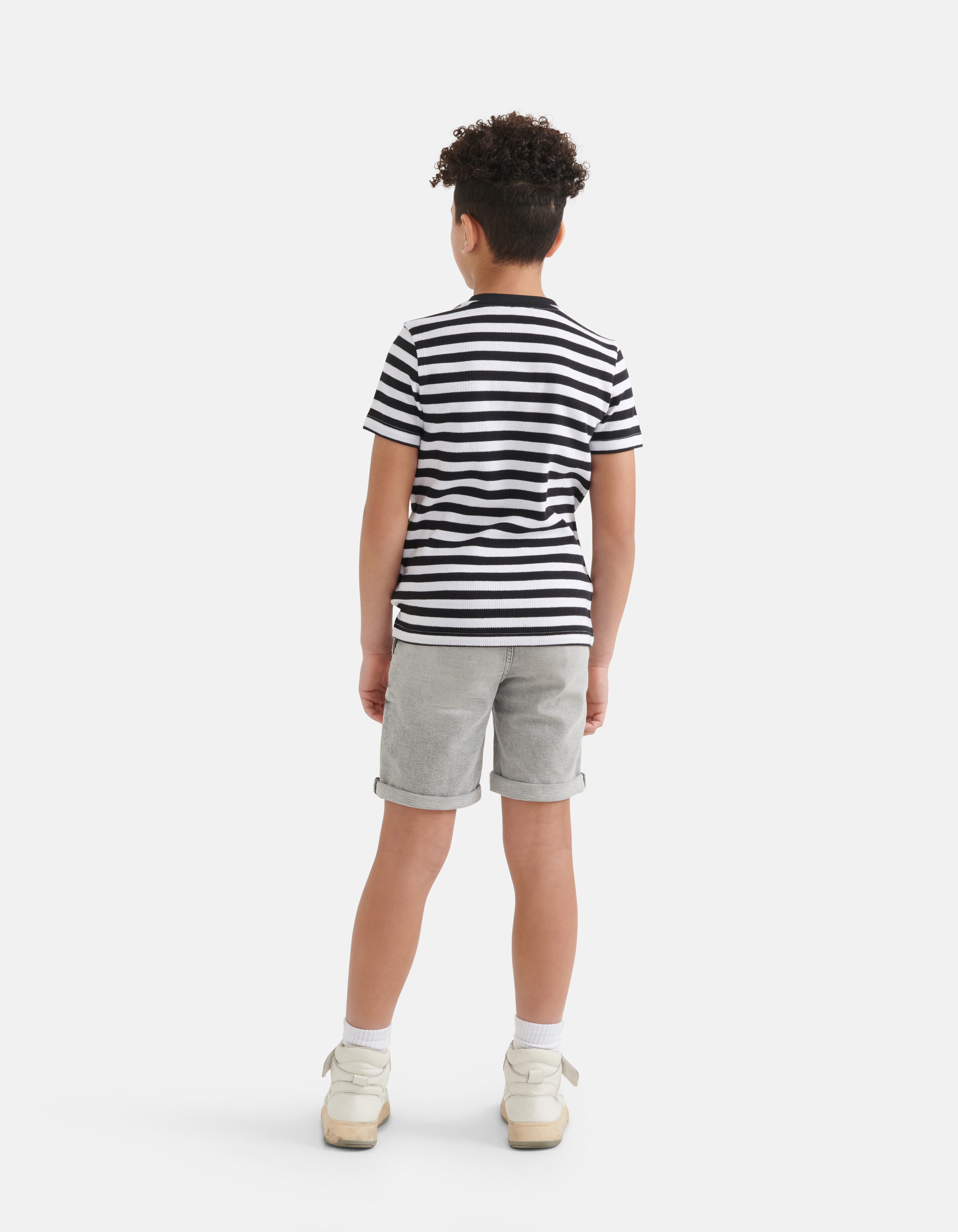 Textur-T-Shirt Schwarz/Weiß SHOEBY BOYS