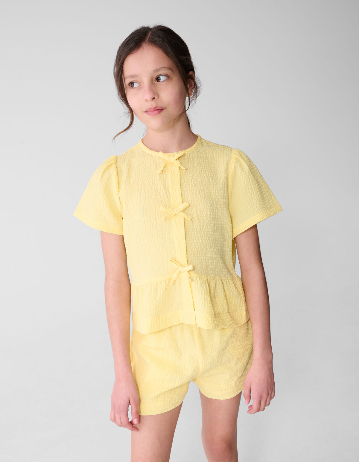 Schleifenstreifen-Bluse Hellgelb SHOEBY GIRLS