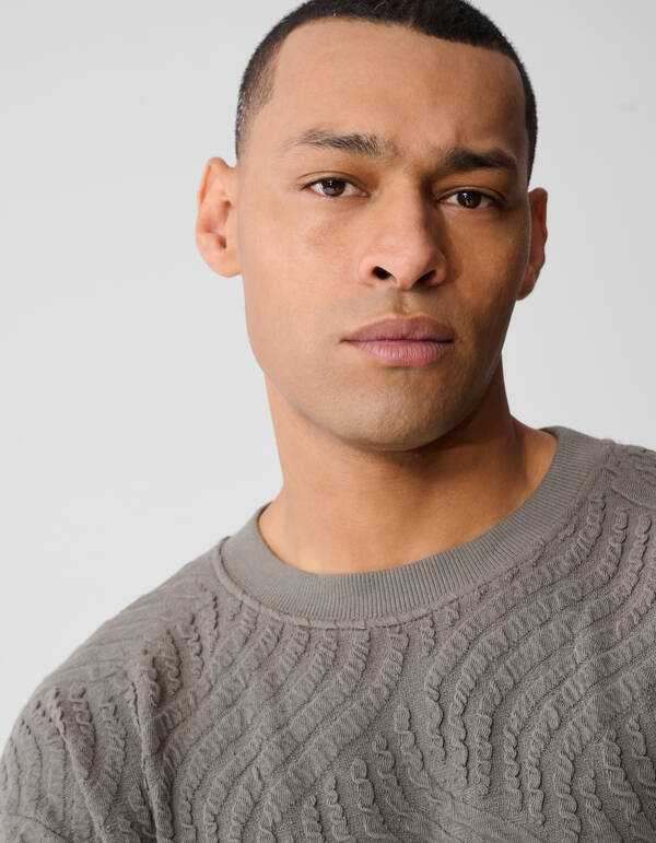 Pullover mit Wellenstruktur Grün SHOEBY MEN