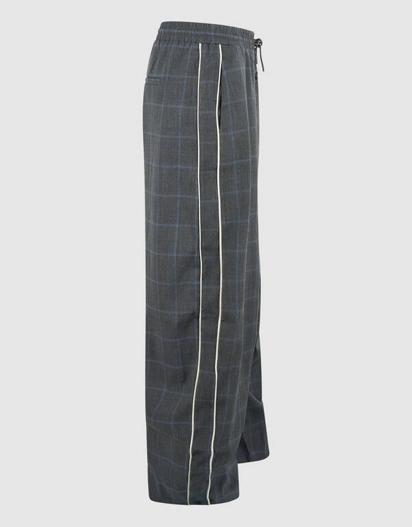 Sporty Karo Wide Leg Hose Dunkelgrau SHOEBY WOMEN
