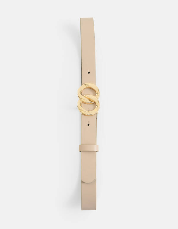 Dubbele Gesp Riem Beige SHOEBY ACCESSOIRES
