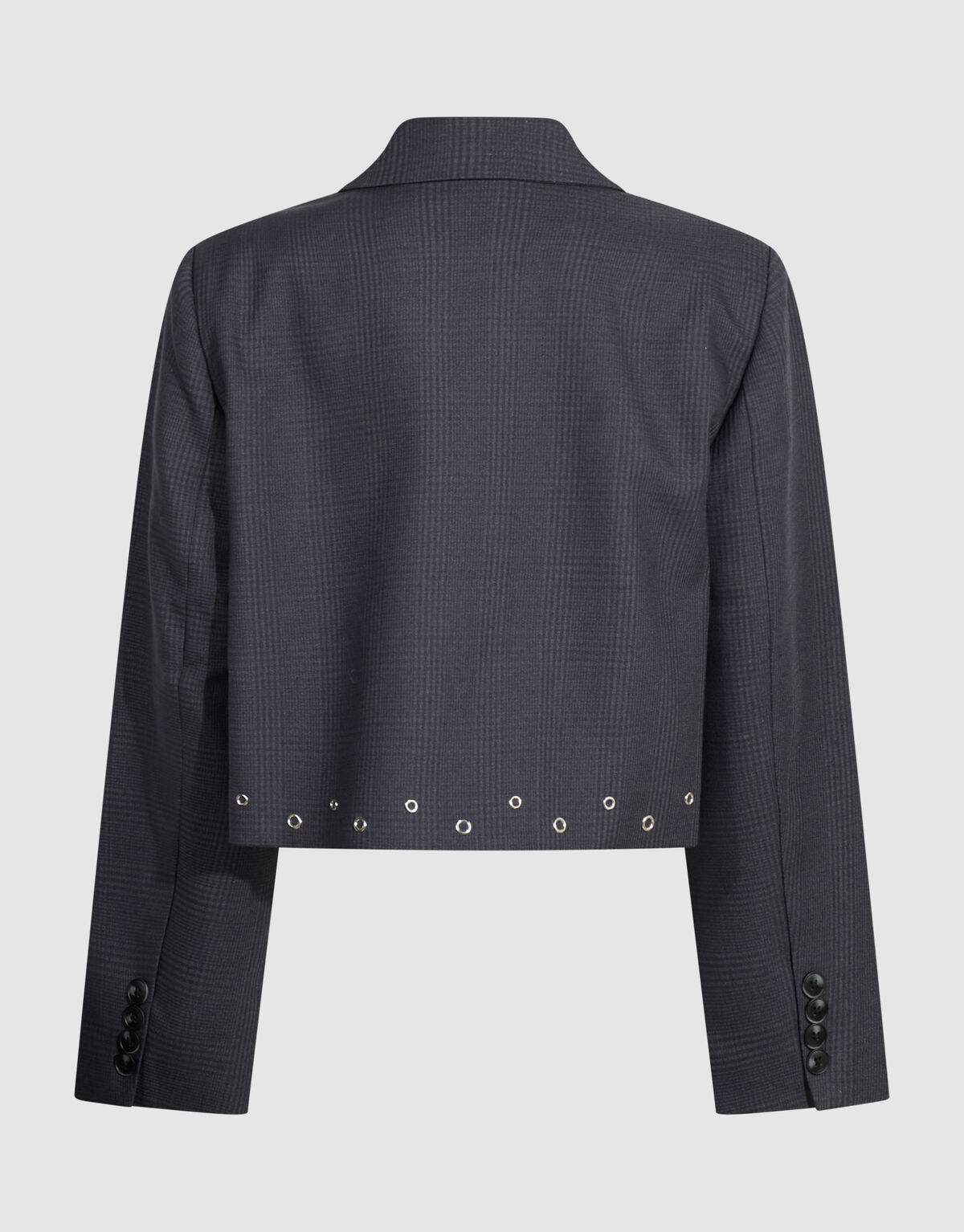 Cropped Karierter Eyelet Blazer Dunkelgrau SHOEBY GIRLS