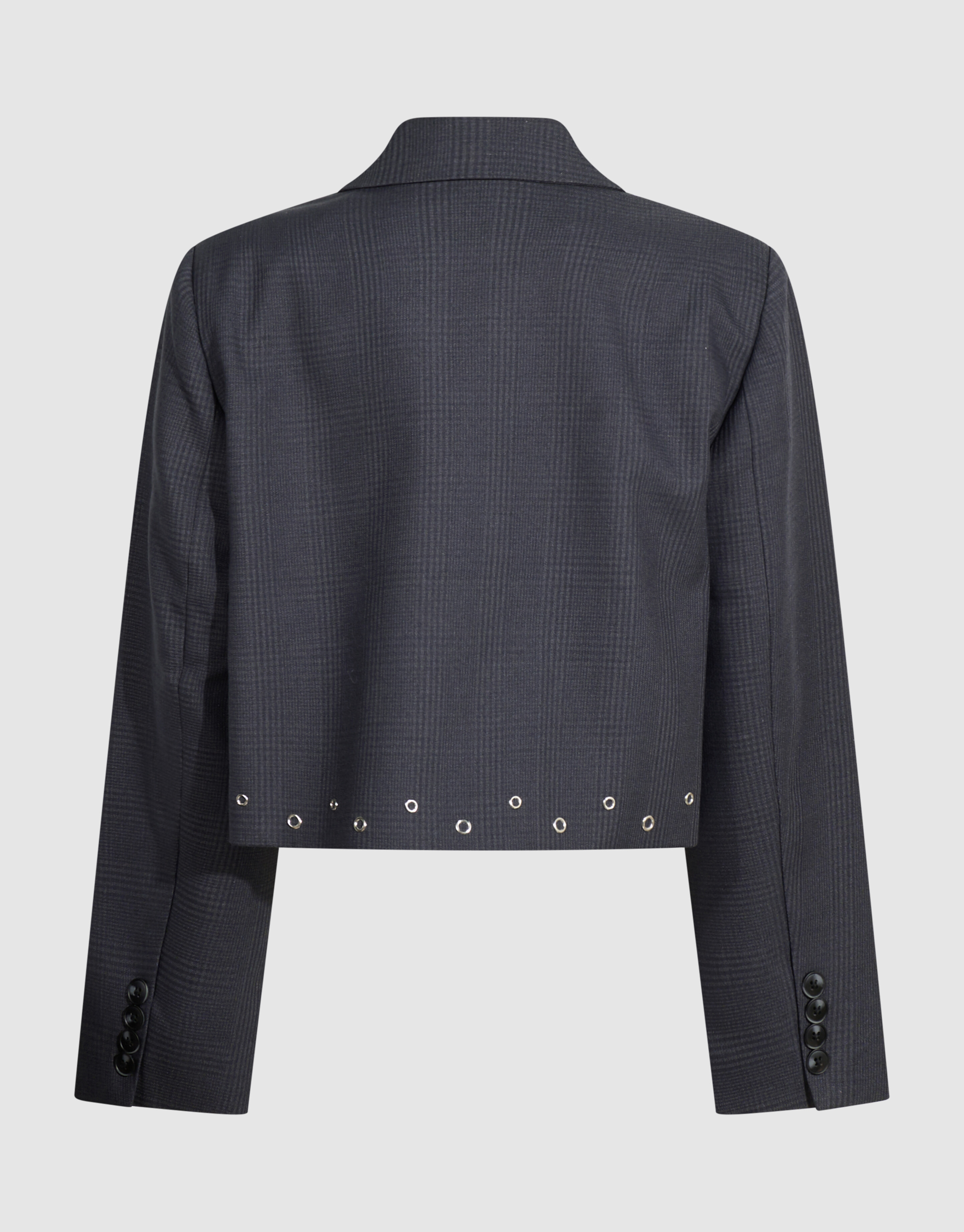 Cropped Karierter Eyelet Blazer Dunkelgrau SHOEBY GIRLS
