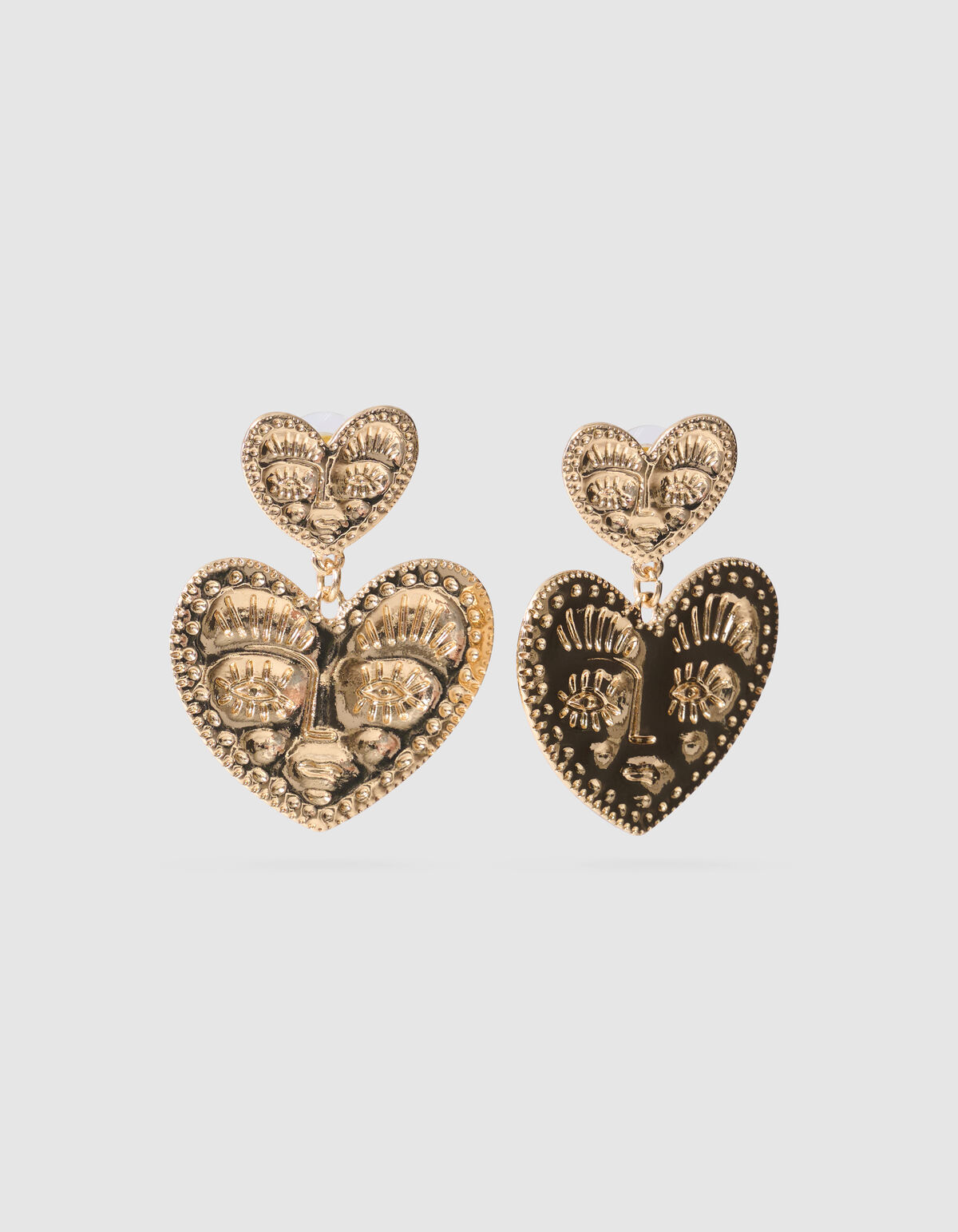 Gesicht Herz Ohrringe Gold SHOEBY ACCESSOIRES