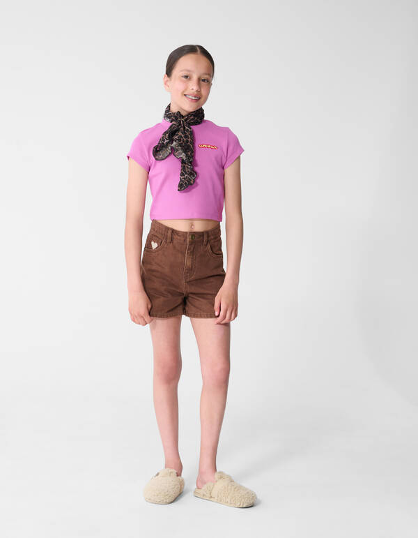 Rib Amour Crop Top Lila SHOEBY GIRLS