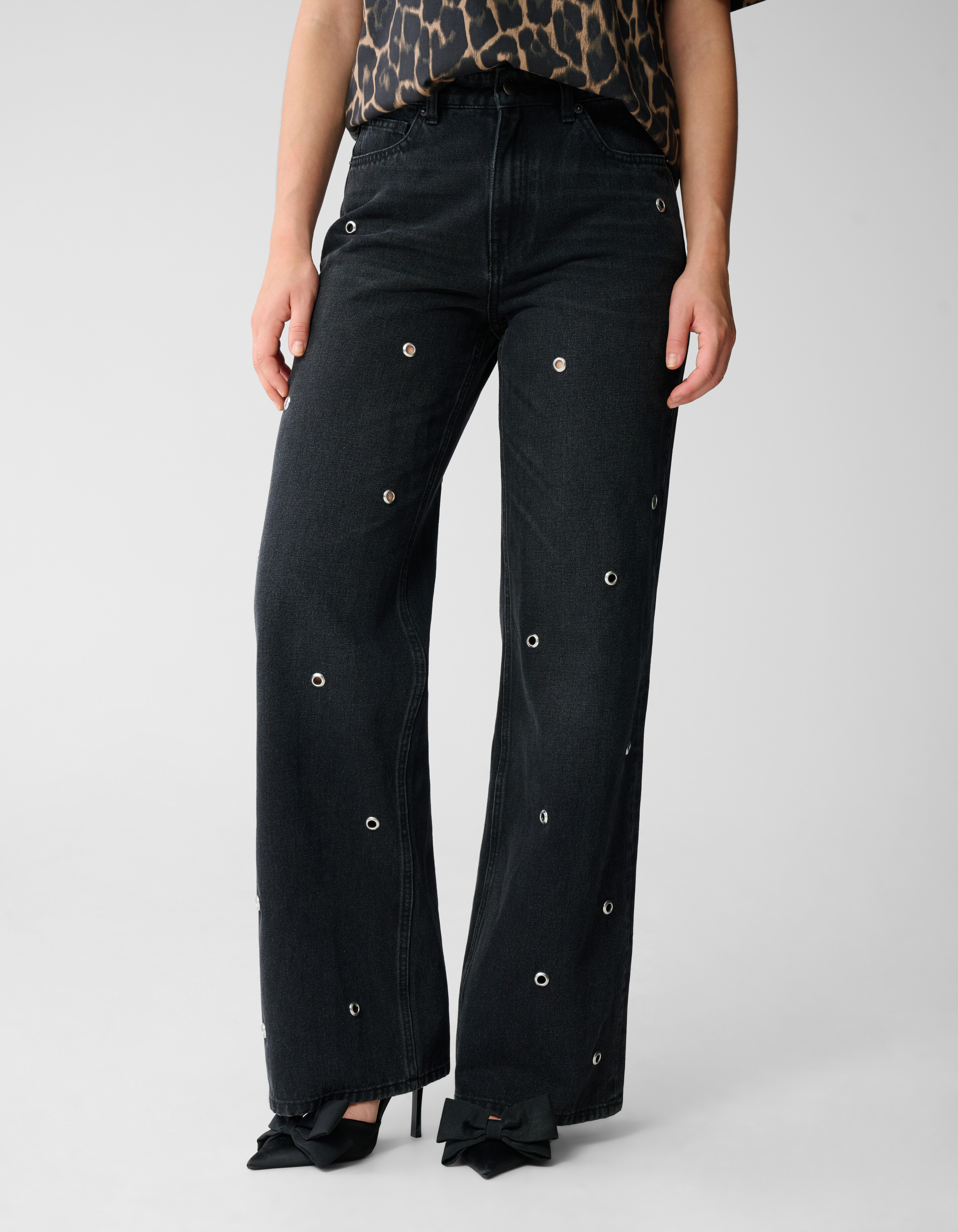 Ösen Gerade Passform Jeans Dunkelgrau SHOEBY WOMEN