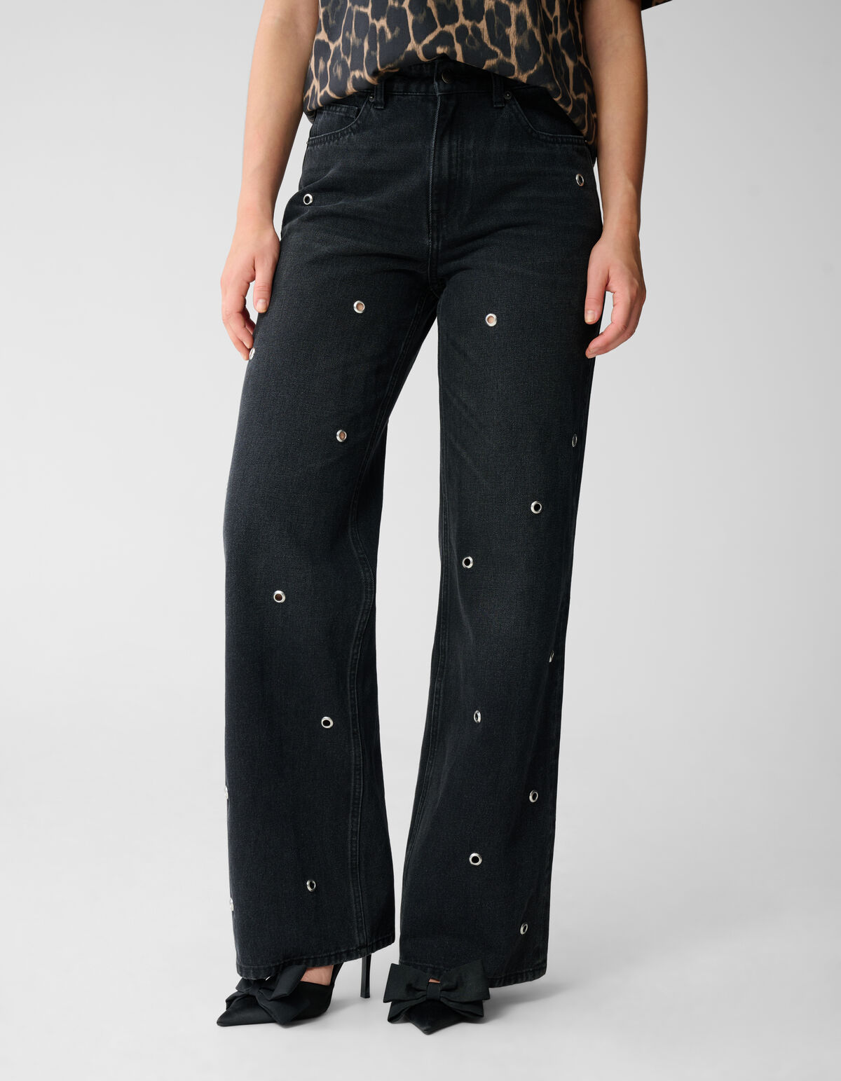 Ösen Gerade Passform Jeans Dunkelgrau SHOEBY WOMEN