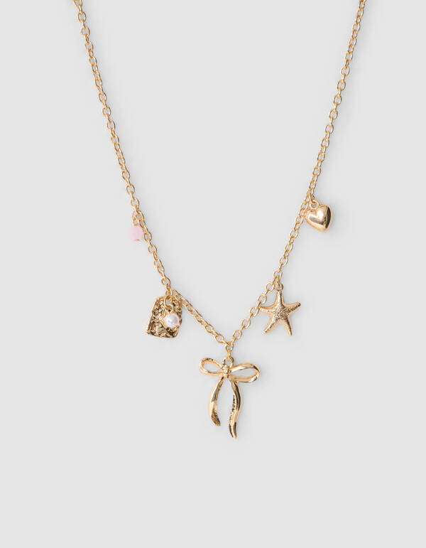 Charm Schleife Halskette Gold SHOEBY ACCESSOIRES