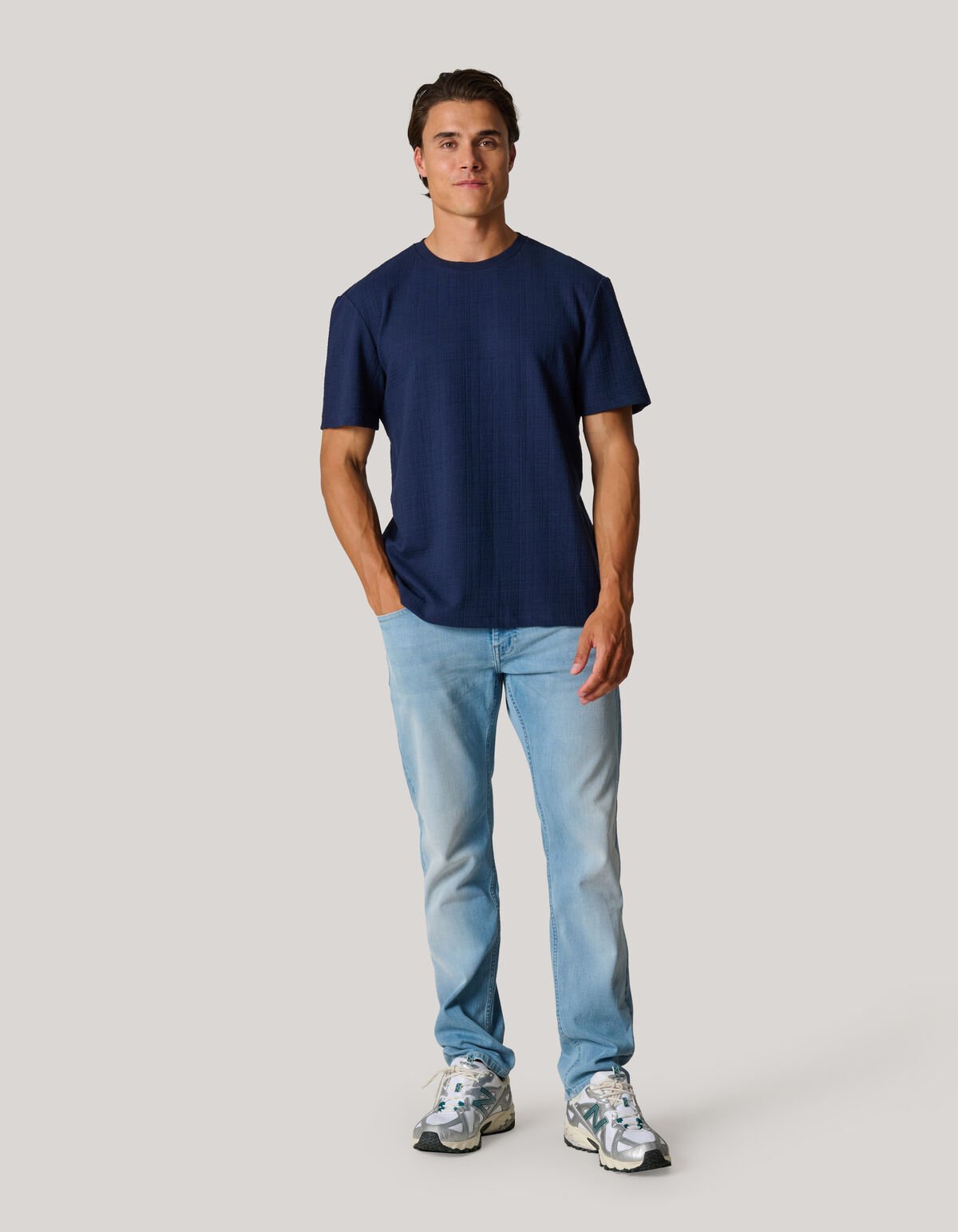 Strukturiertes T-shirt Dunkelblau SHOEBY MEN