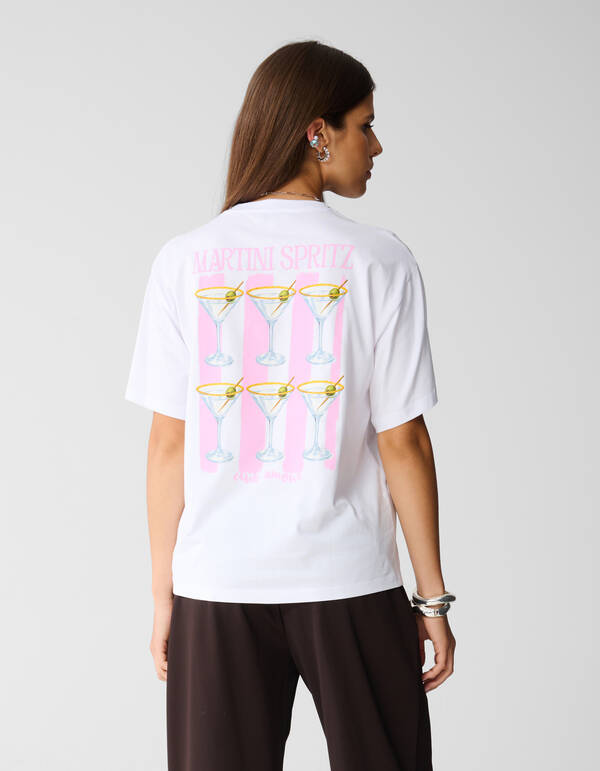 Cocktail Artwork T-Shirt Weiß SHOEBY WOMEN