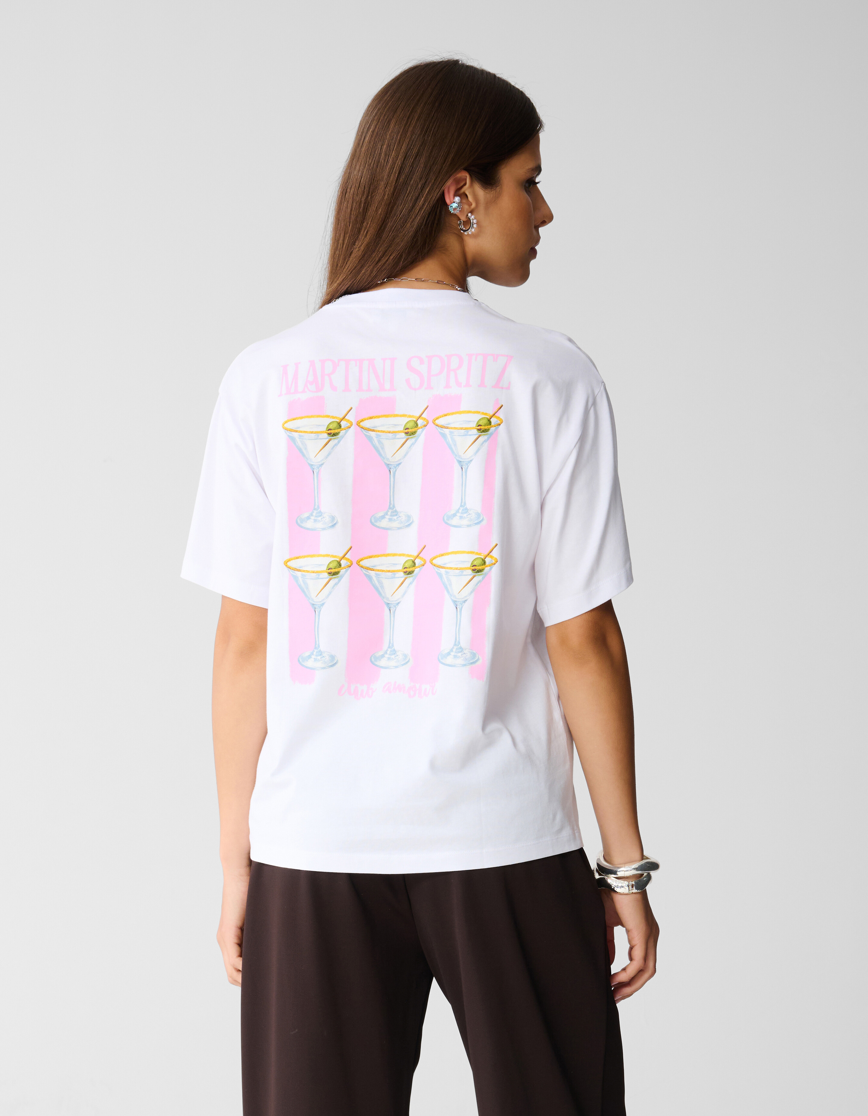 Cocktail Artwork T-Shirt Weiß SHOEBY WOMEN