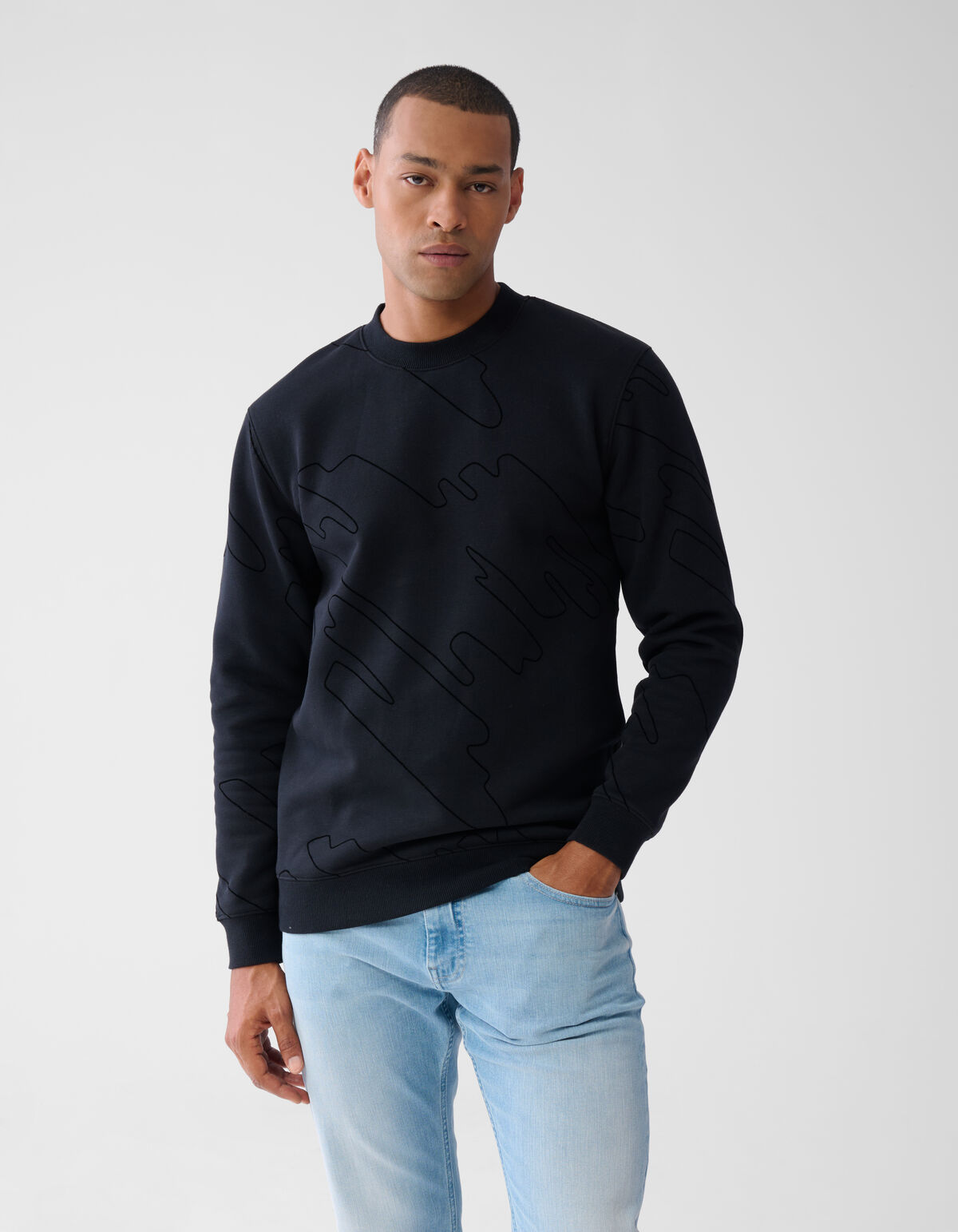 Flock Print Pullover Schwarz SHOEBY MEN