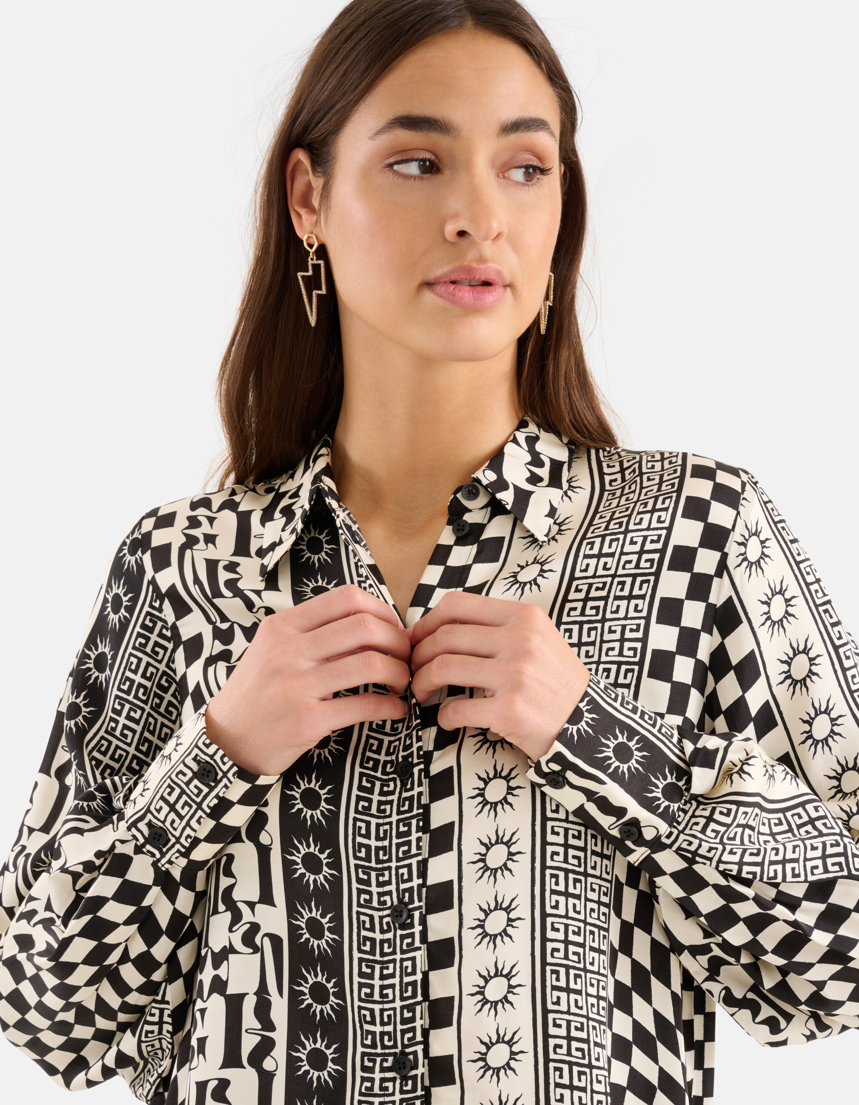 Bedruckte Bluse Schwarz/ Off-white SHOEBY WOMEN