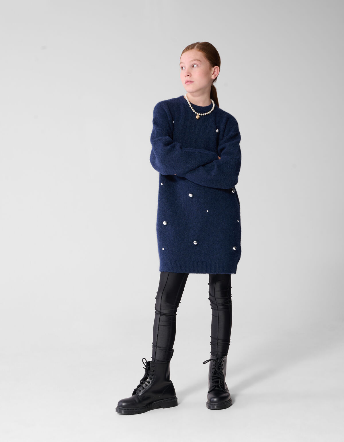Studded Strickkleid Dunkelblau SHOEBY GIRLS
