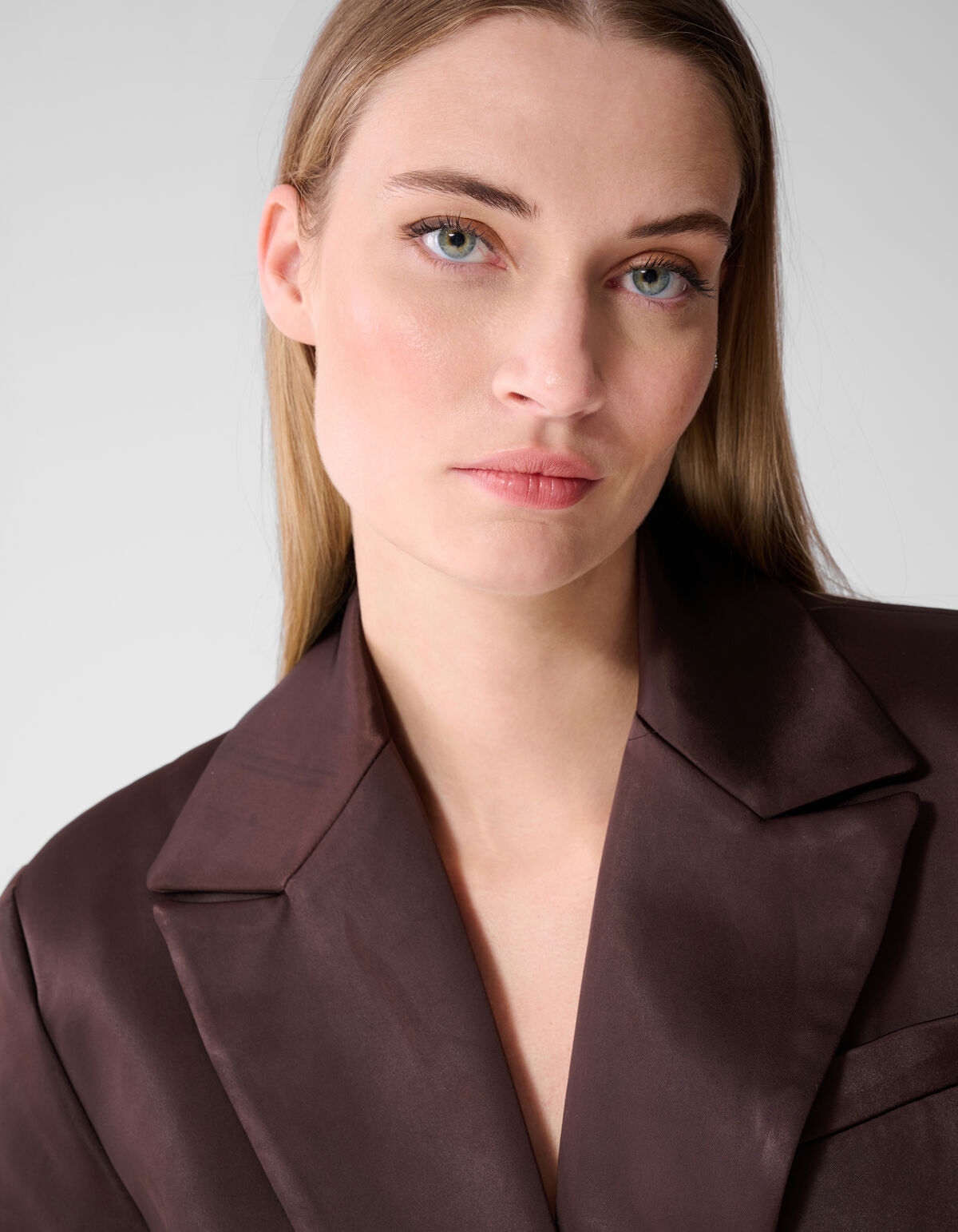 Oversized Satin Blazer Dunkelbraun SHOEBY WOMEN