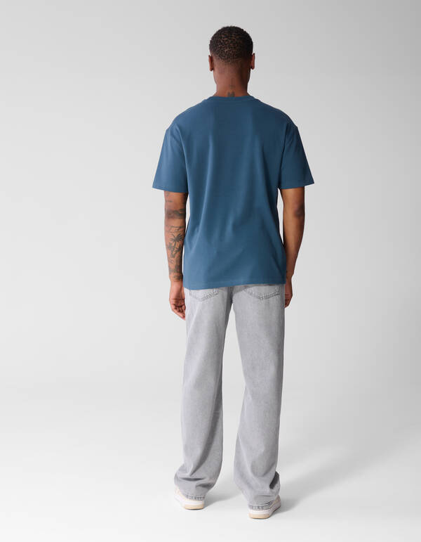 Basic-Label-T-Shirt Blau SHOEBY MEN