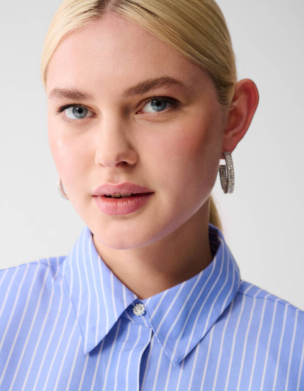 Übergroße Bluse mit Nadelstreifen Hellblau SHOEBY WOMEN