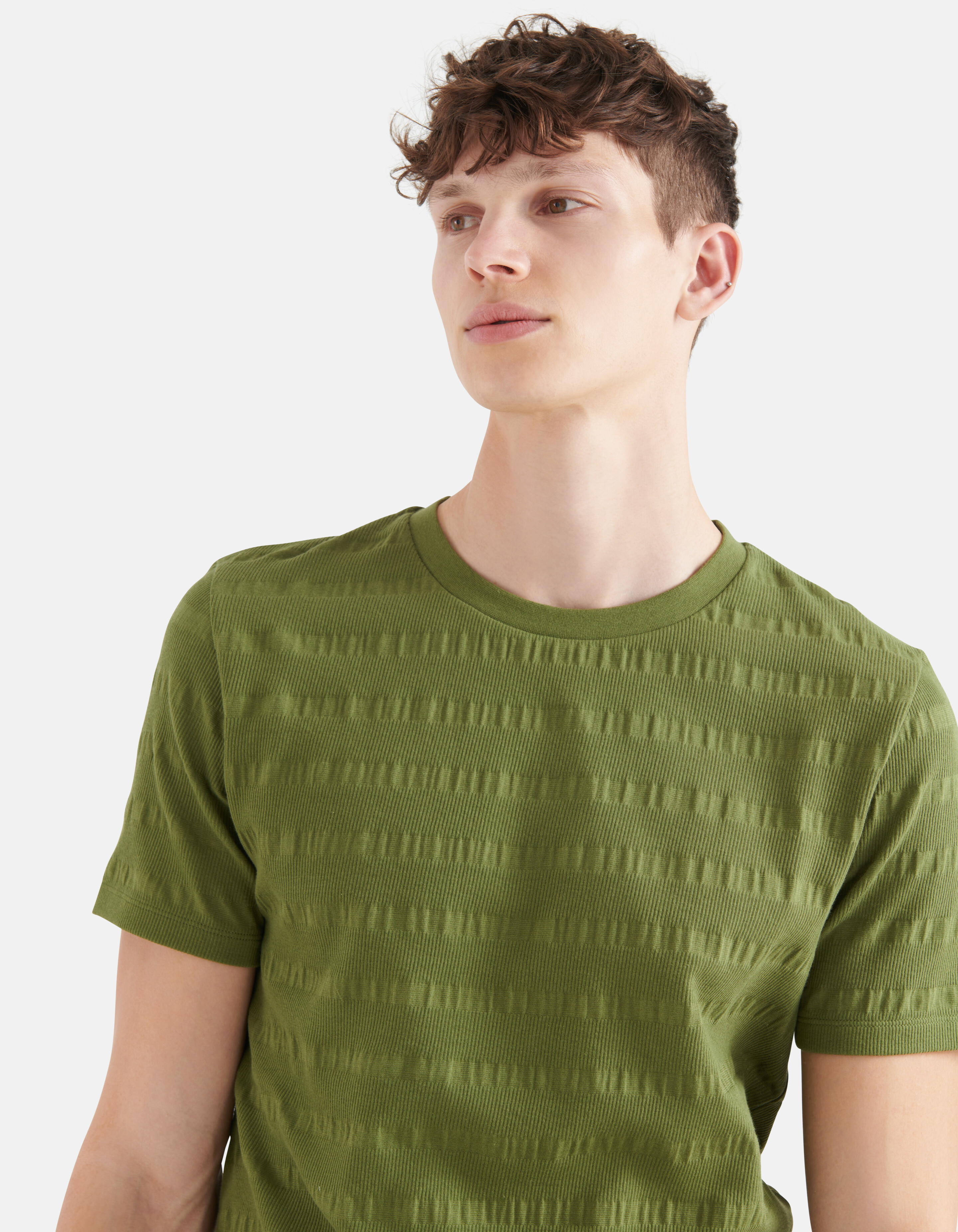 Crinkle-T-Shirt Dunkelgrün SHOEBY MEN