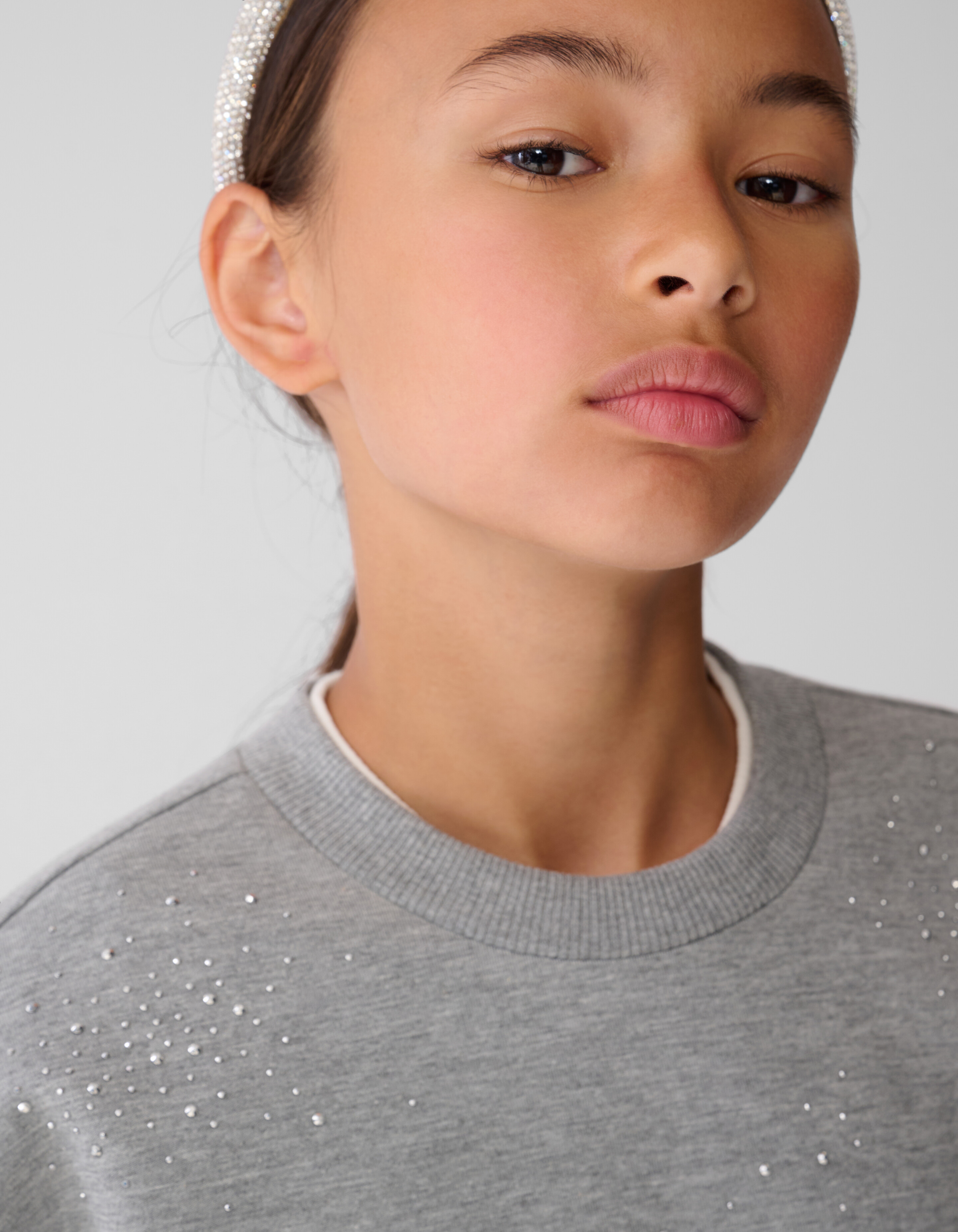 &Uuml;bergro&szlig;er Strickpullover Grau SHOEBY GIRLS