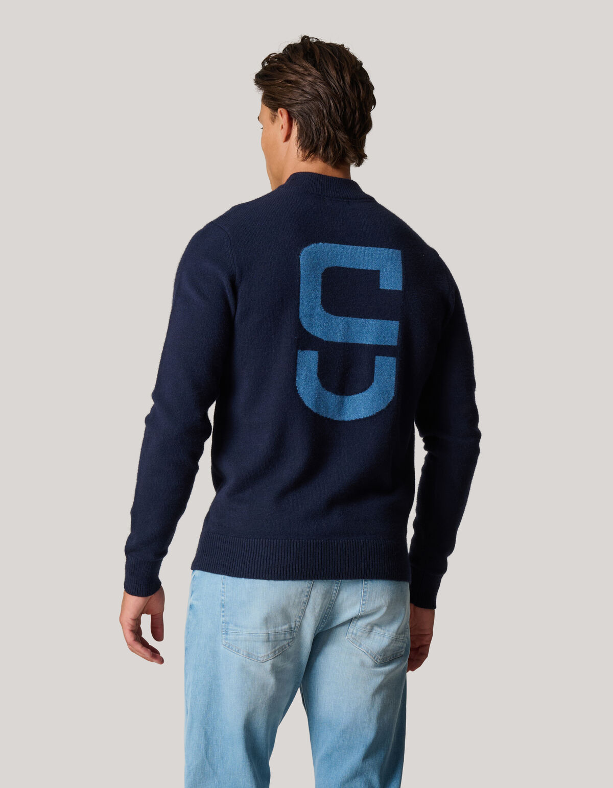 Jacquard-Strickpullover Dunkelblau SHOEBY MEN