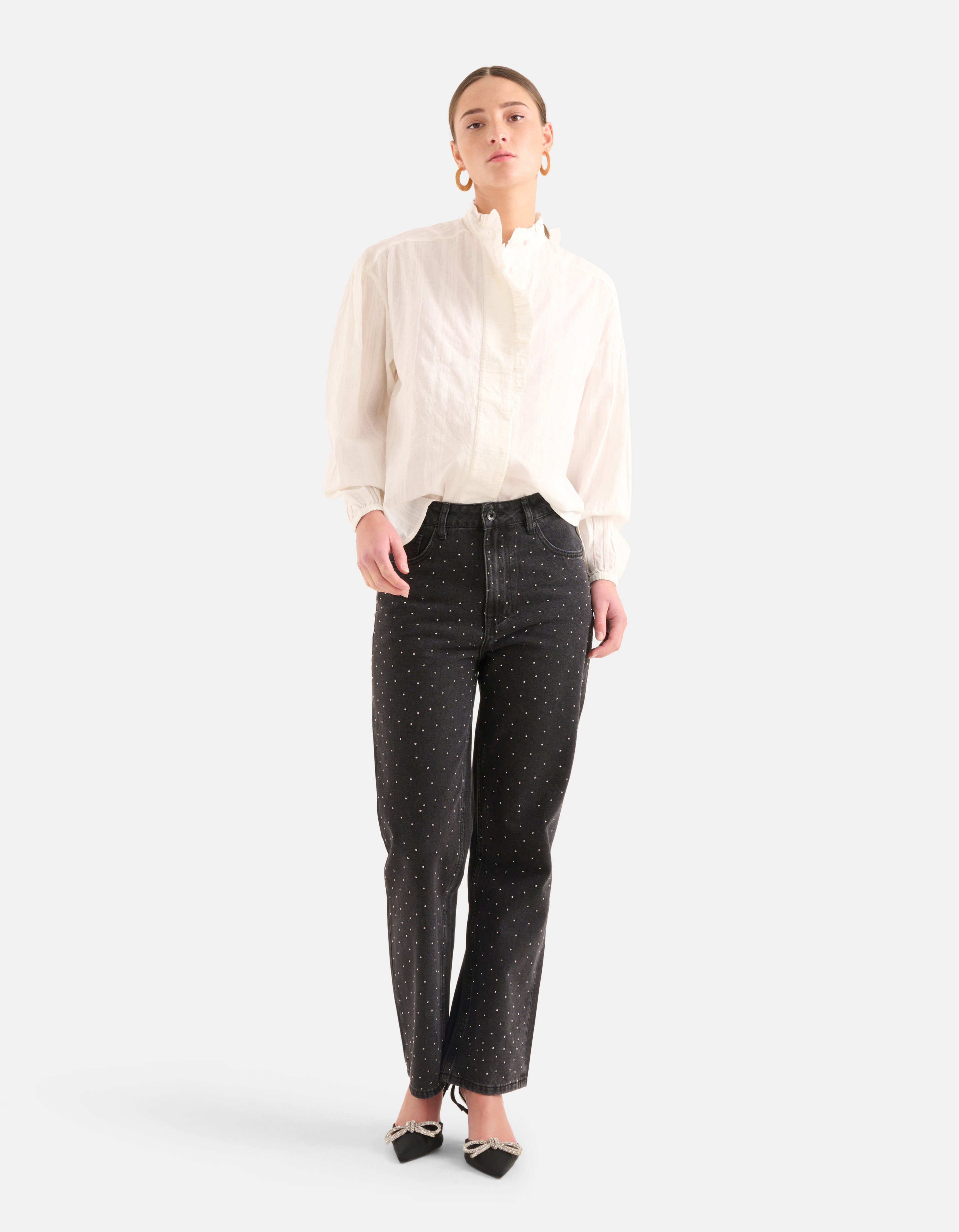 Gestreifte Lurexbluse Off White SHOEBY WOMEN