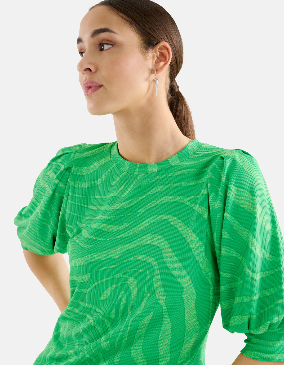 Zebra-Print Rippen-Top Grün SHOEBY WOMEN