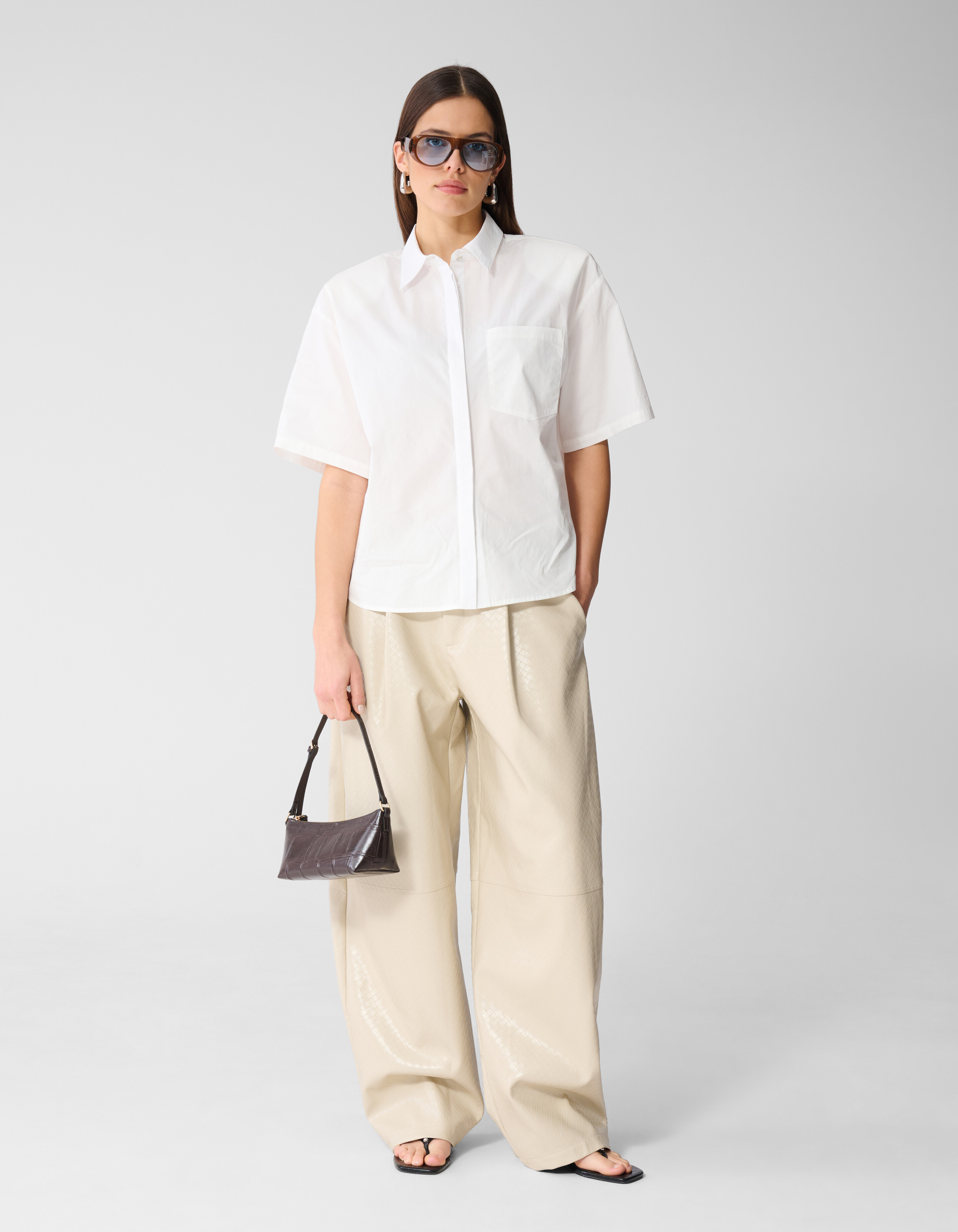 Lernen Geflochtenes Barrel Fit Hose Gebrochen Wei&szlig; SHOEBY WOMEN