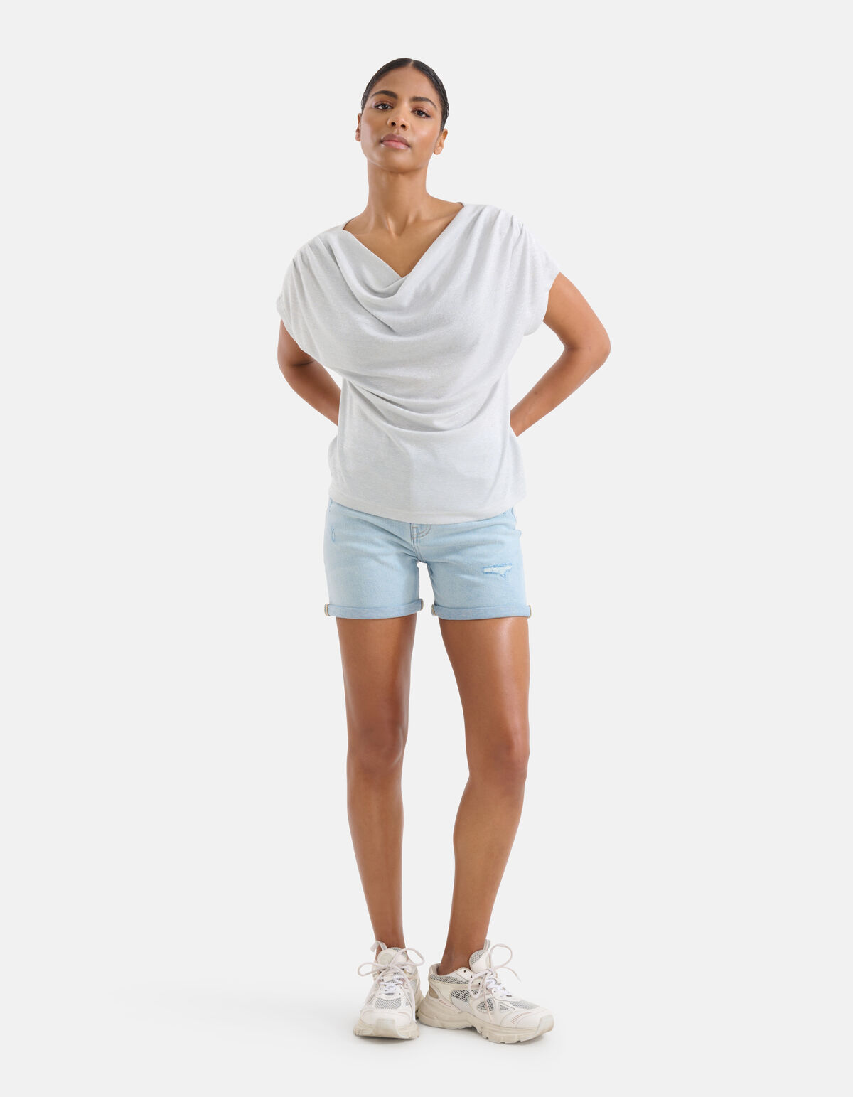 Drapiertes Glitzer-Top Silber SHOEBY WOMEN