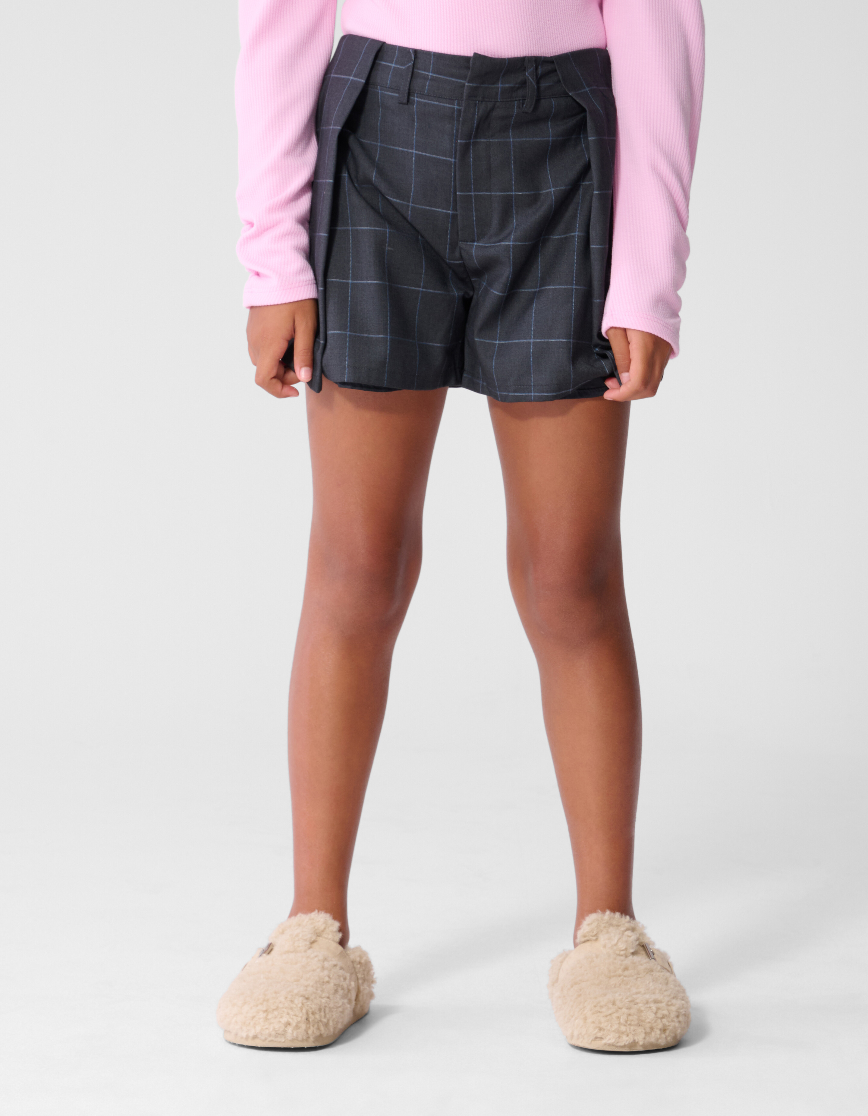 Karierte Plissee-Shorts dunkelgrau SHOEBY GIRLS