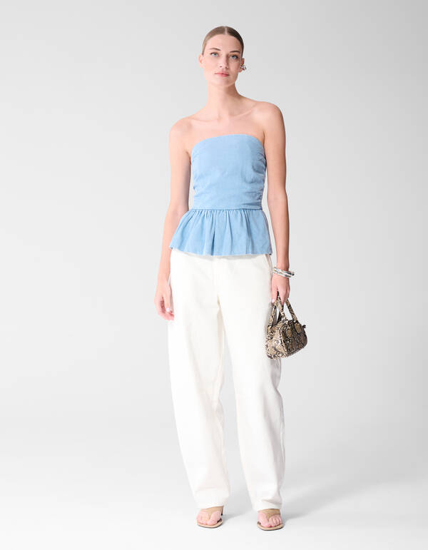 Tr&auml;gerloses Jeans-Top Blau SHOEBY WOMEN