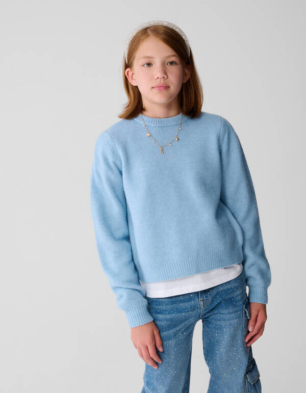 Open Back Strik Pullover Hellblau SHOEBY GIRLS