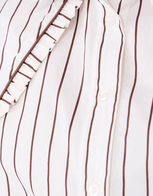 Bluse mit großem Kragen und Streifen in Braun SHOEBY WOMEN