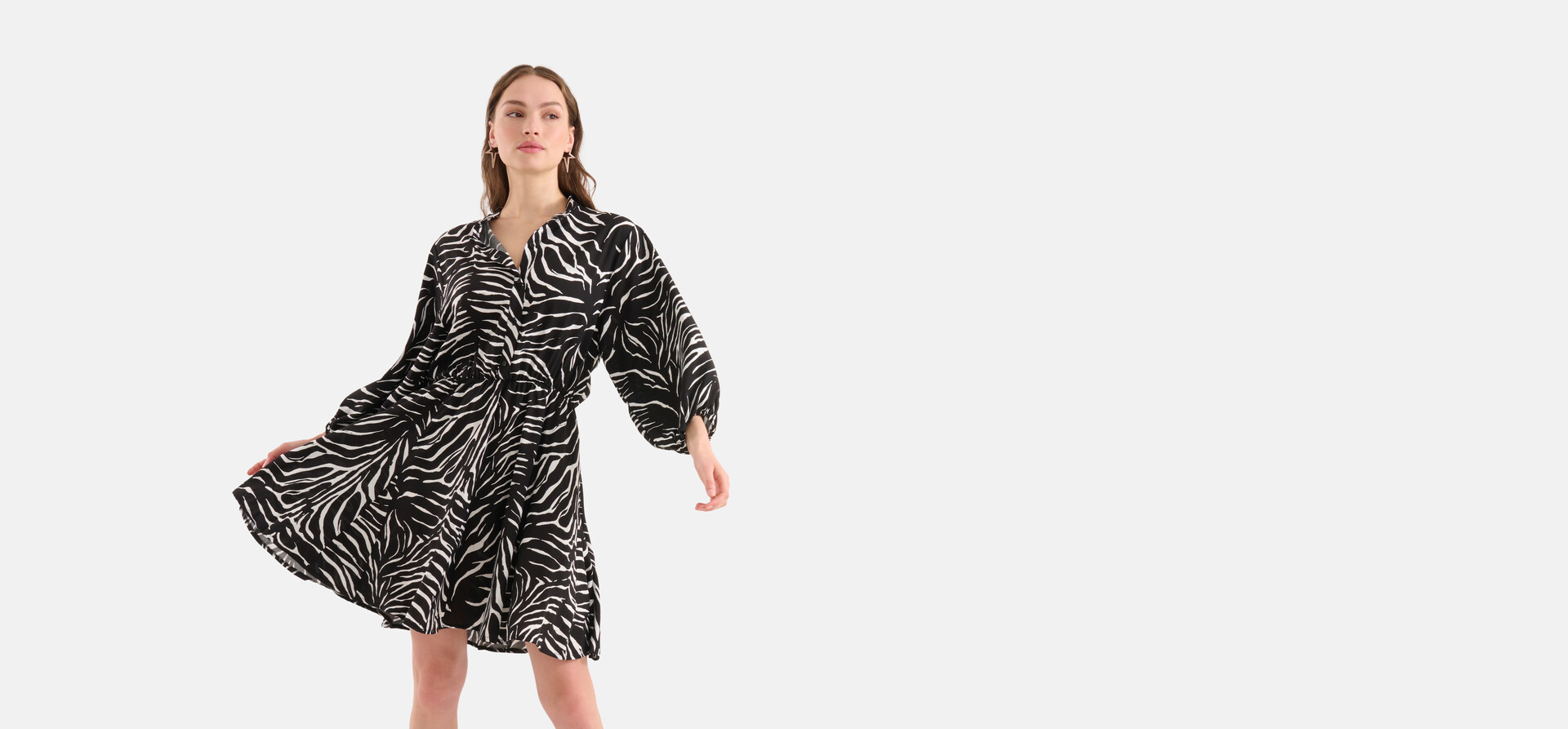 Zebra Print Kleid Schwarz/Weiß SHOEBY WOMEN