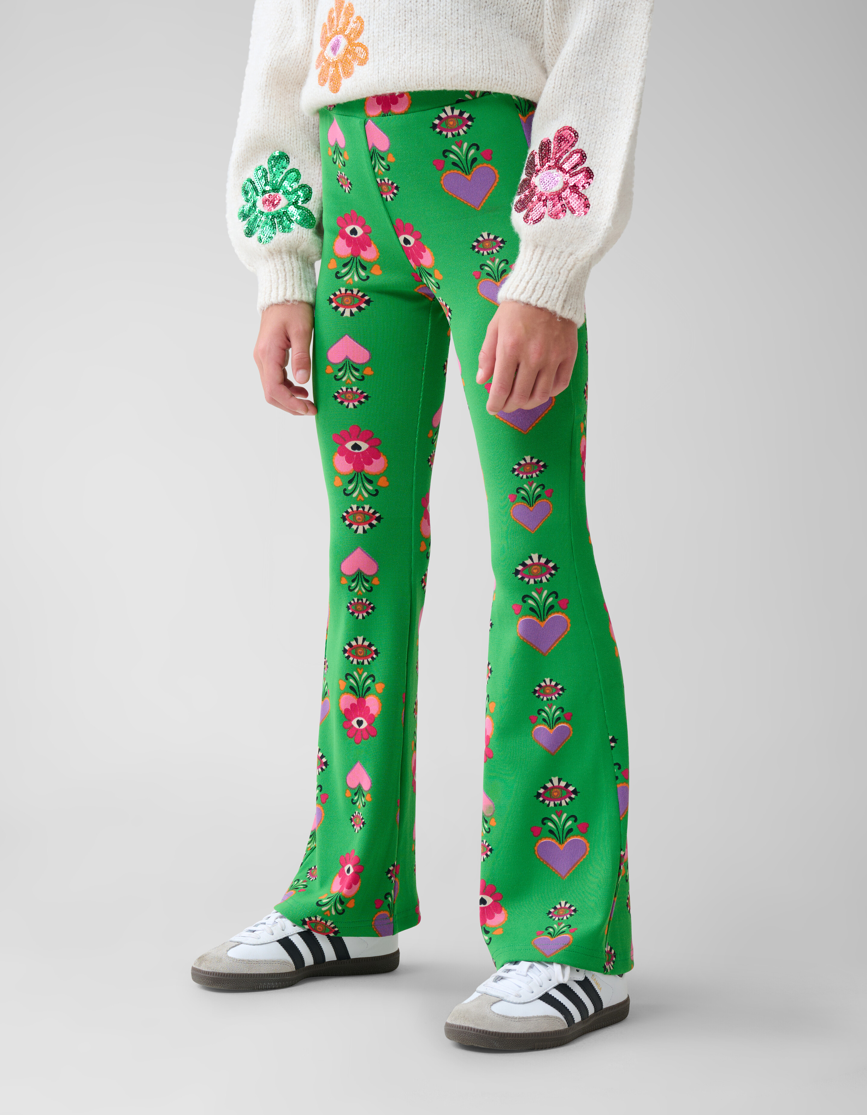 Bedruckte ausgestellte Rippen-Leggings SHOEBY GIRLS