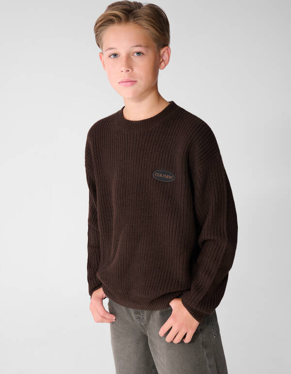 Embroidery Strickpullover Braun SHOEBY BOYS