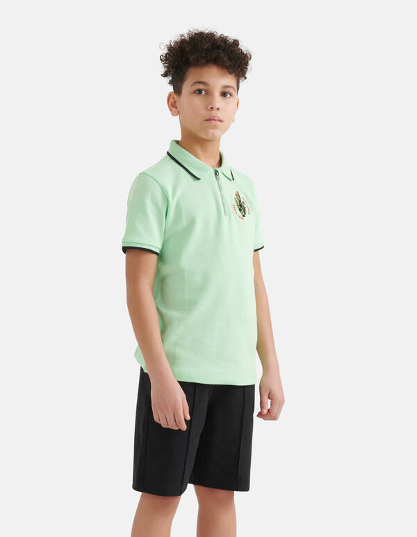 Struktur Zipper Polo Hellgrün SHOEBY BOYS