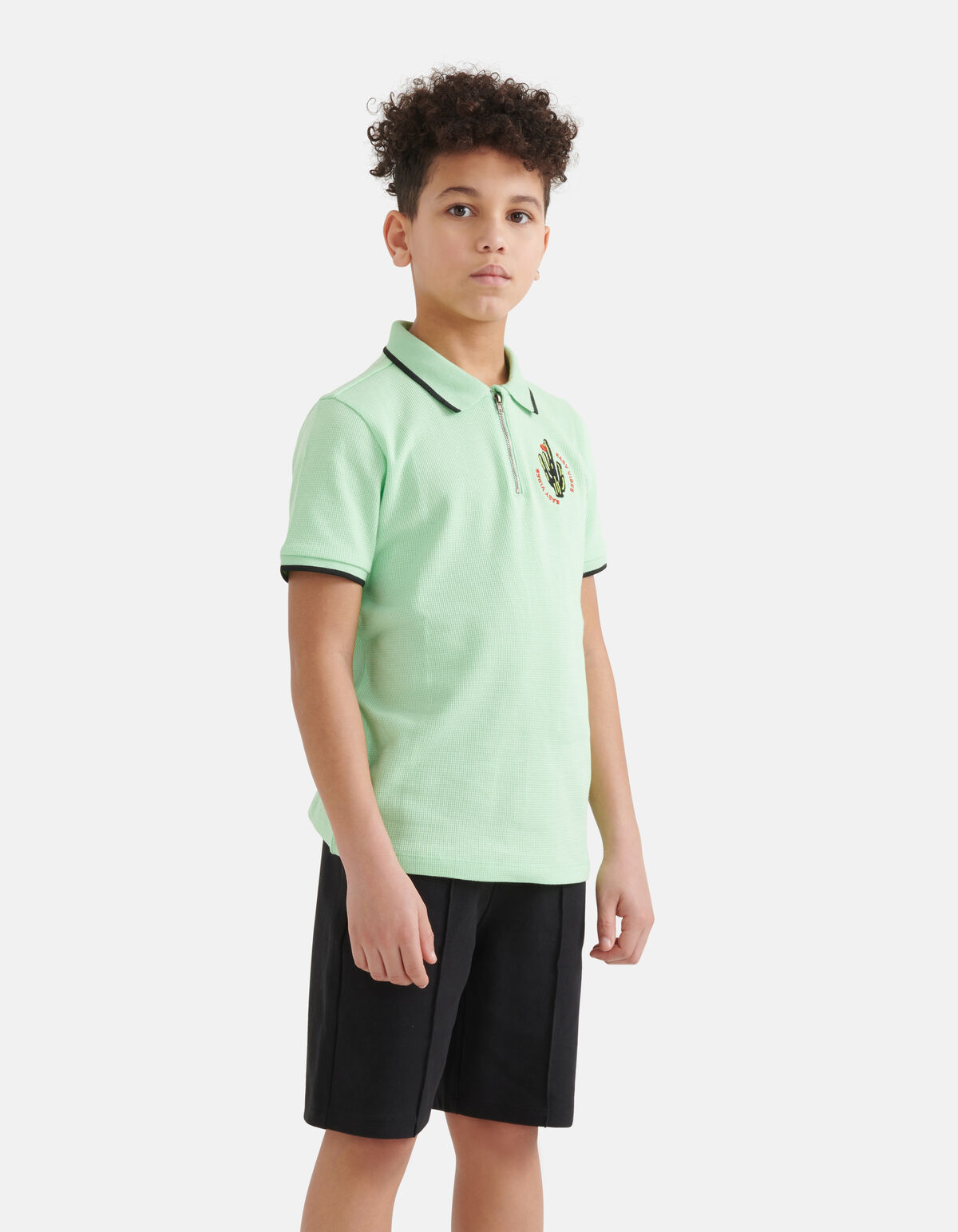 Struktur Zipper Polo Hellgrün SHOEBY BOYS